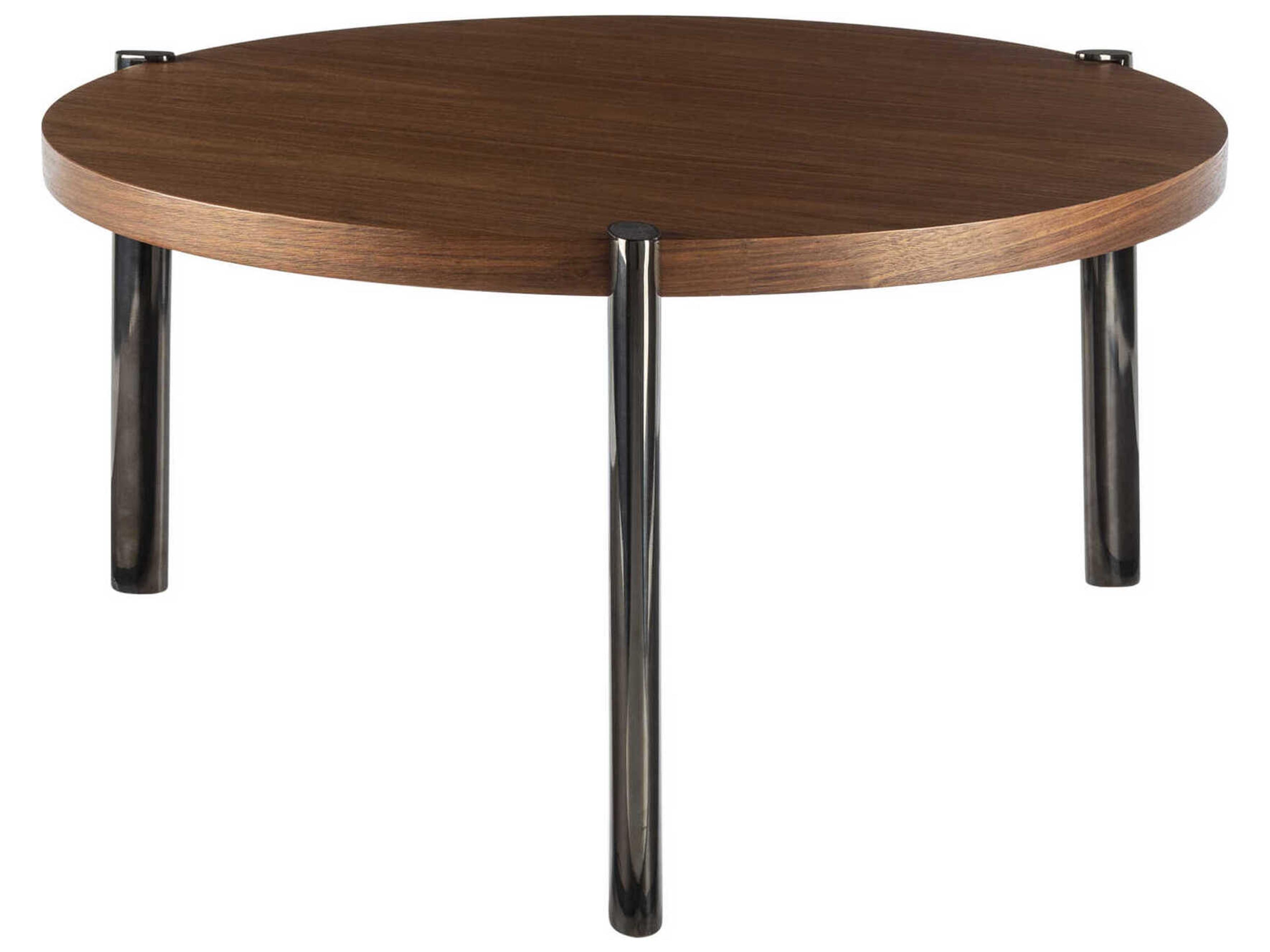 Caro Round Wood Dark Brown Black Coffee Table