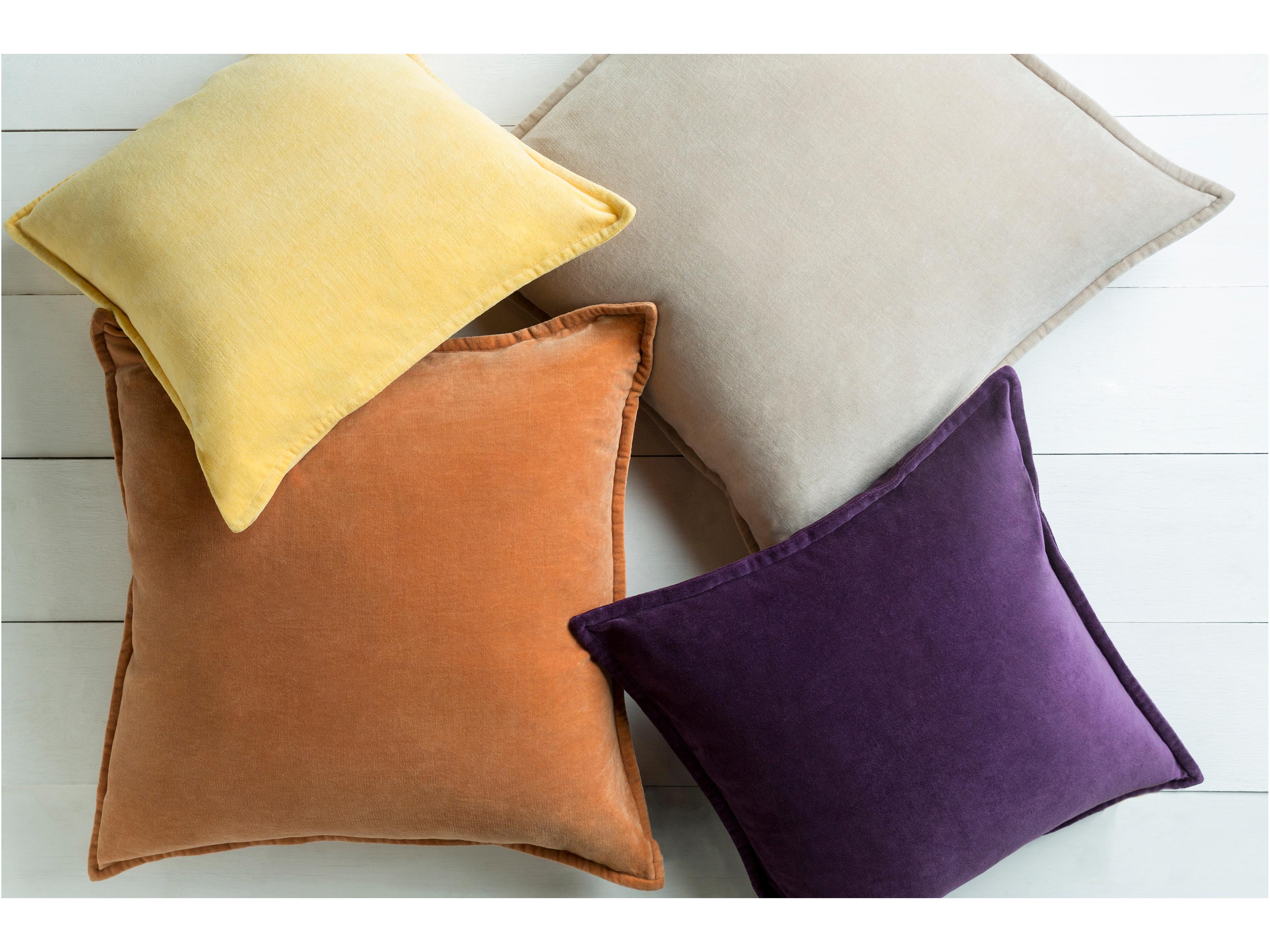 Surya Cotton Velvet Light Beige Pillow