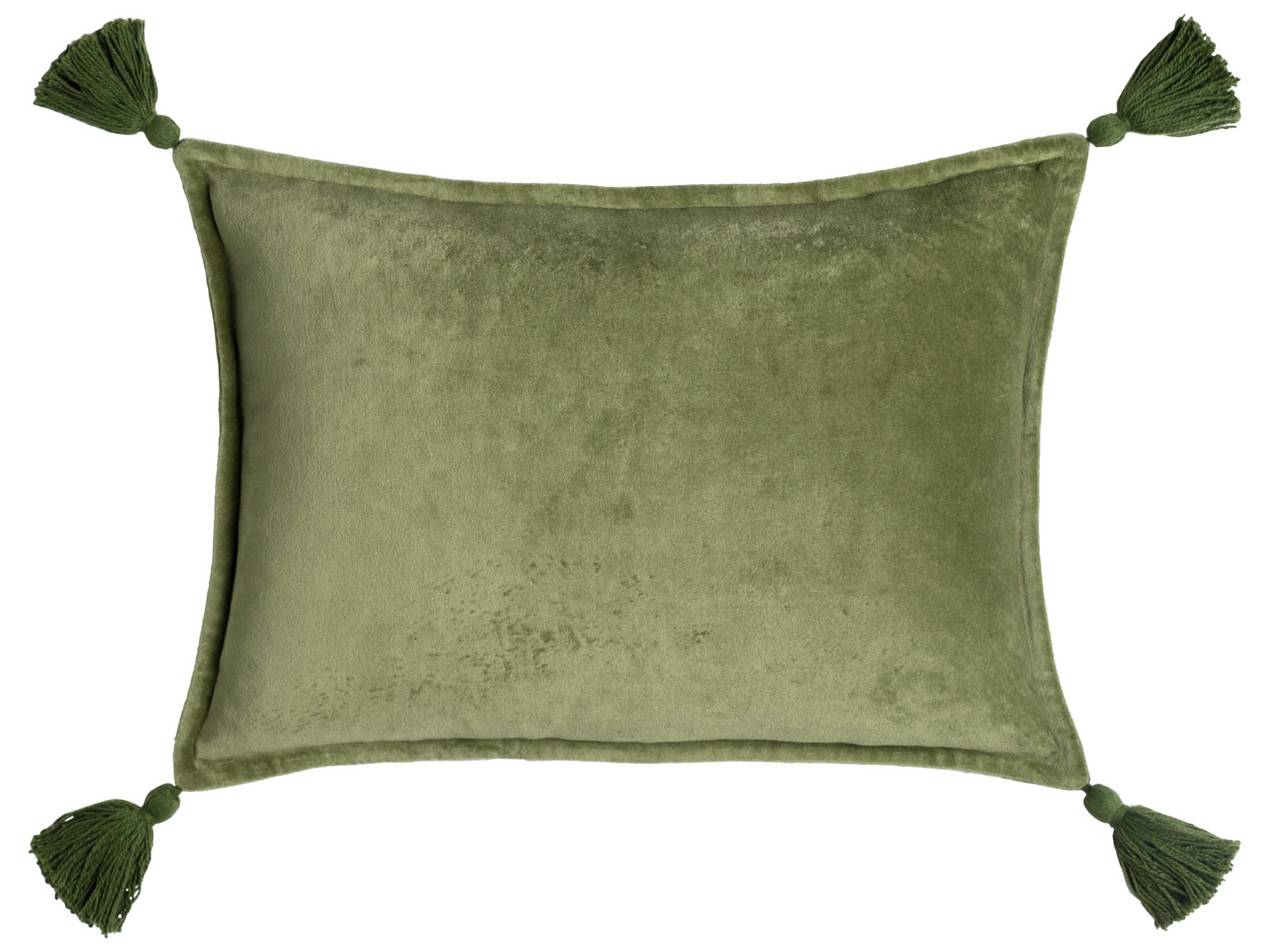 Cotton Velvet Grass Green Pillow