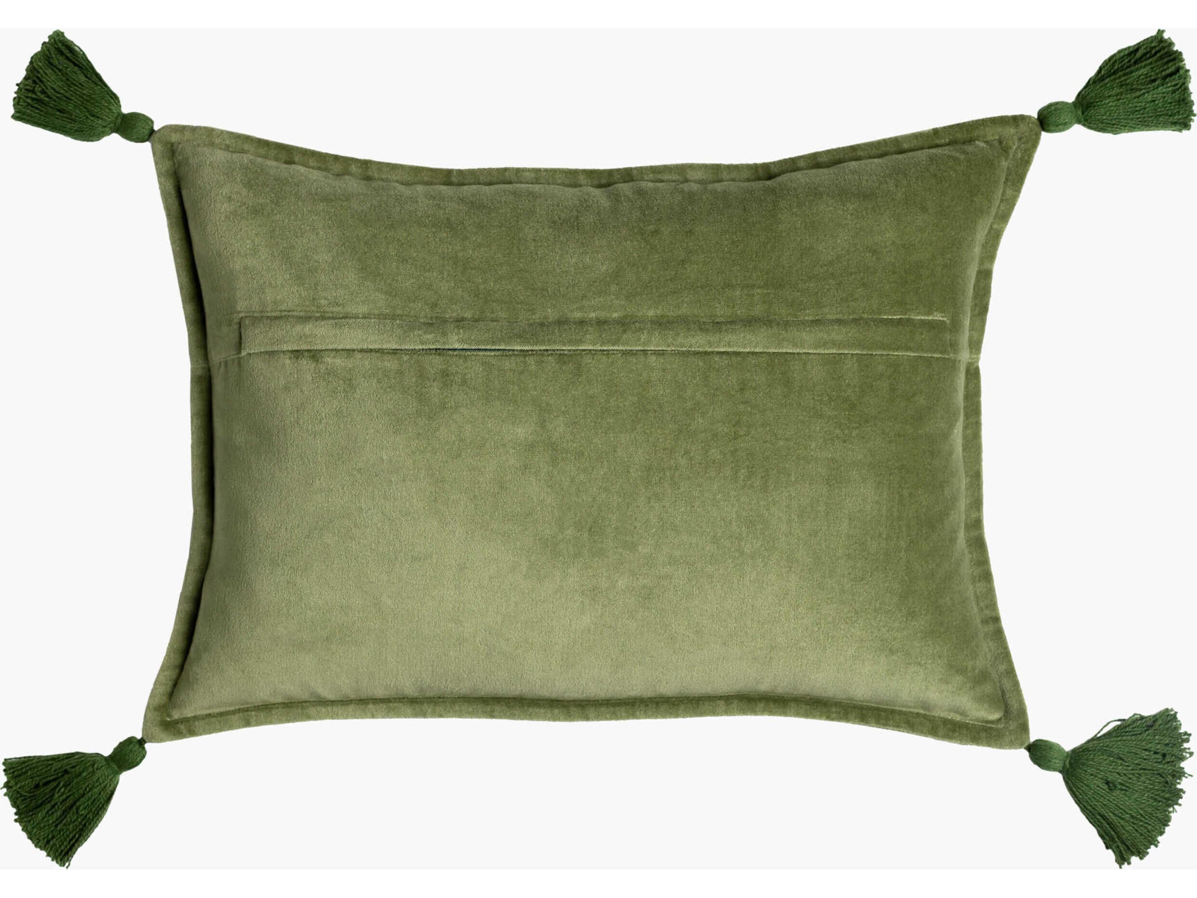Surya Cotton Velvet Grass Green Pillow