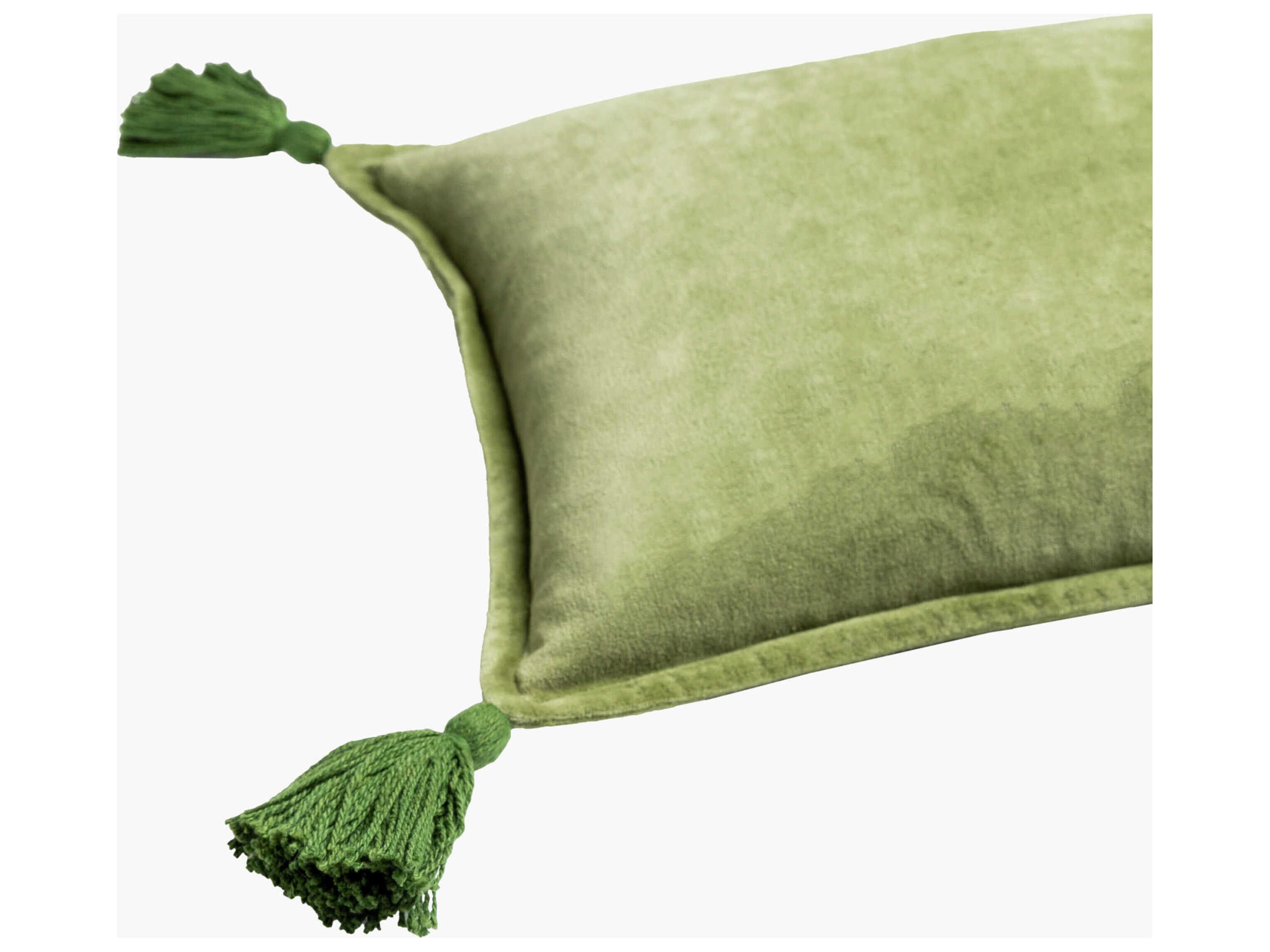Surya Cotton Velvet Grass Green Pillow