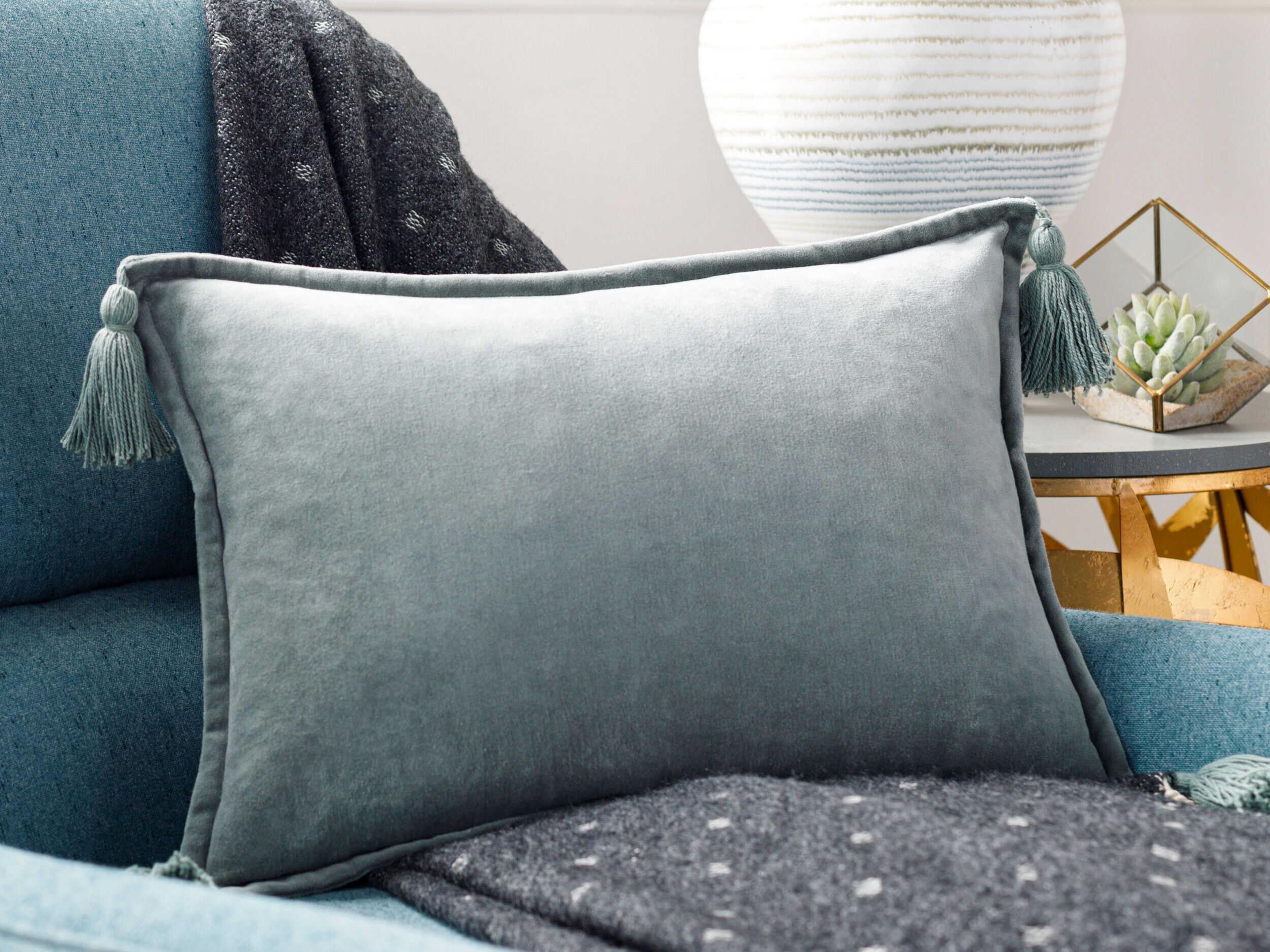 Surya Cotton Velvet Sage Pillow