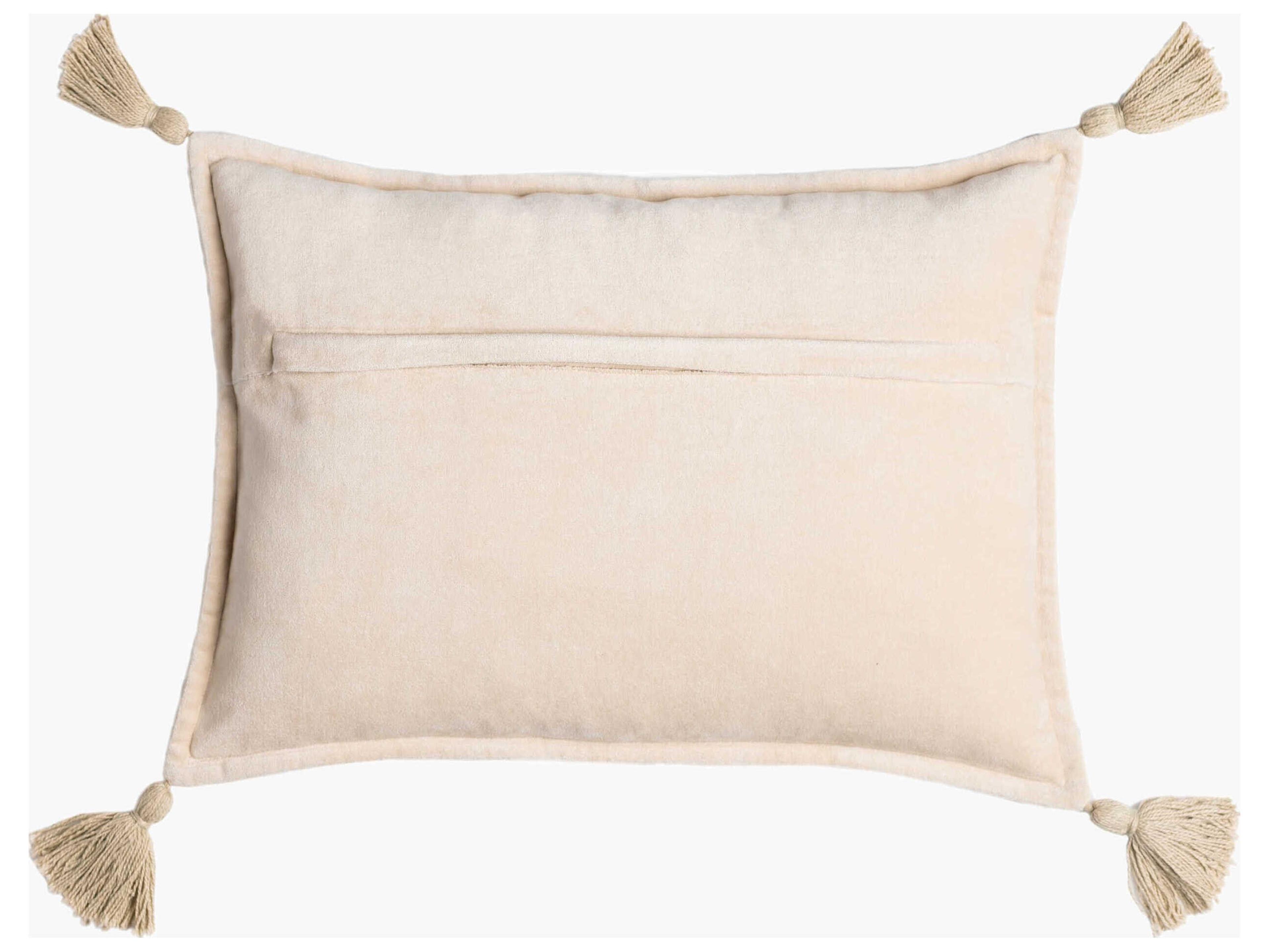 Surya Cotton Velvet Light Beige / Seafoam Pillow