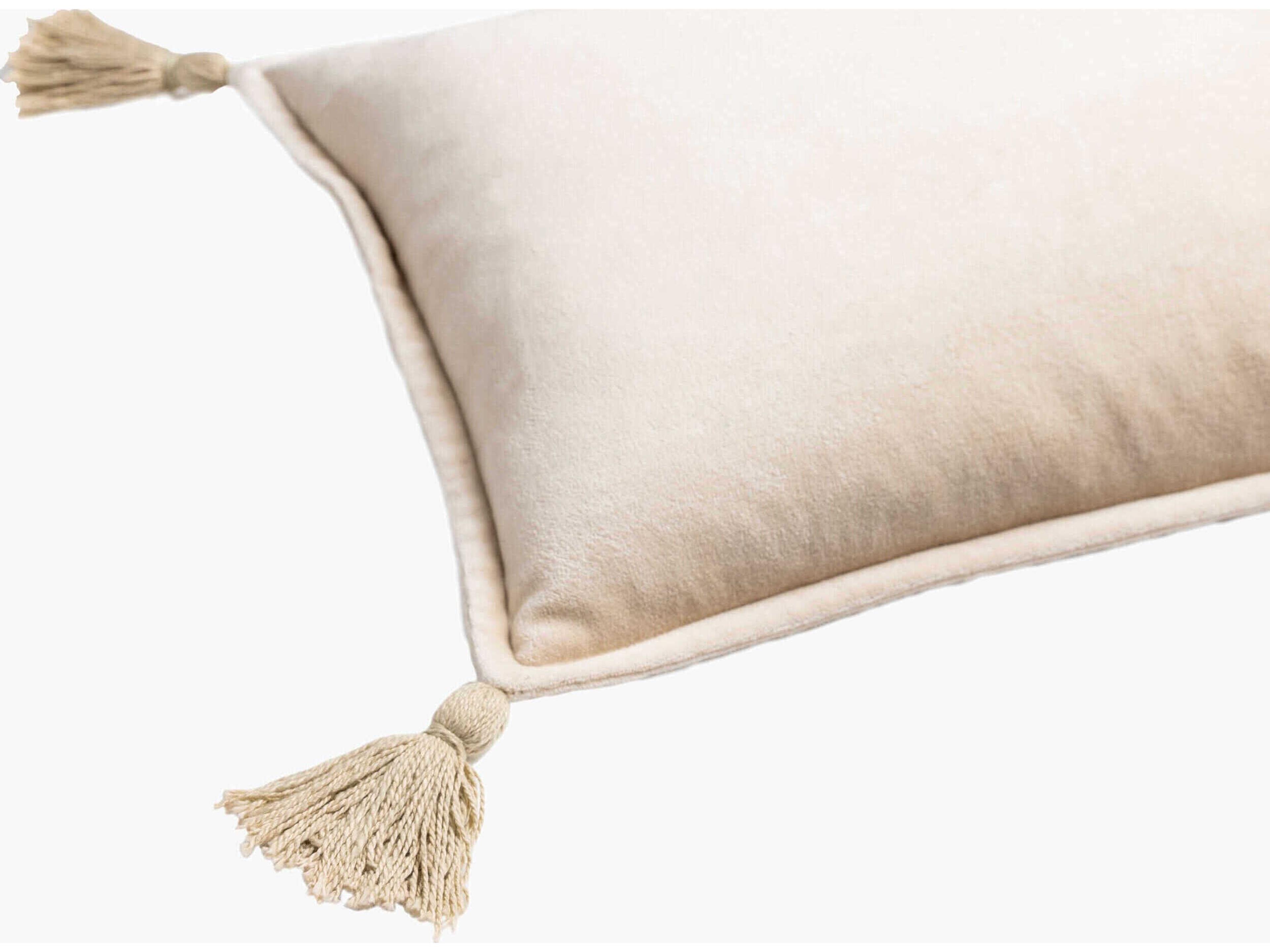 Surya Cotton Velvet Light Beige / Seafoam Pillow