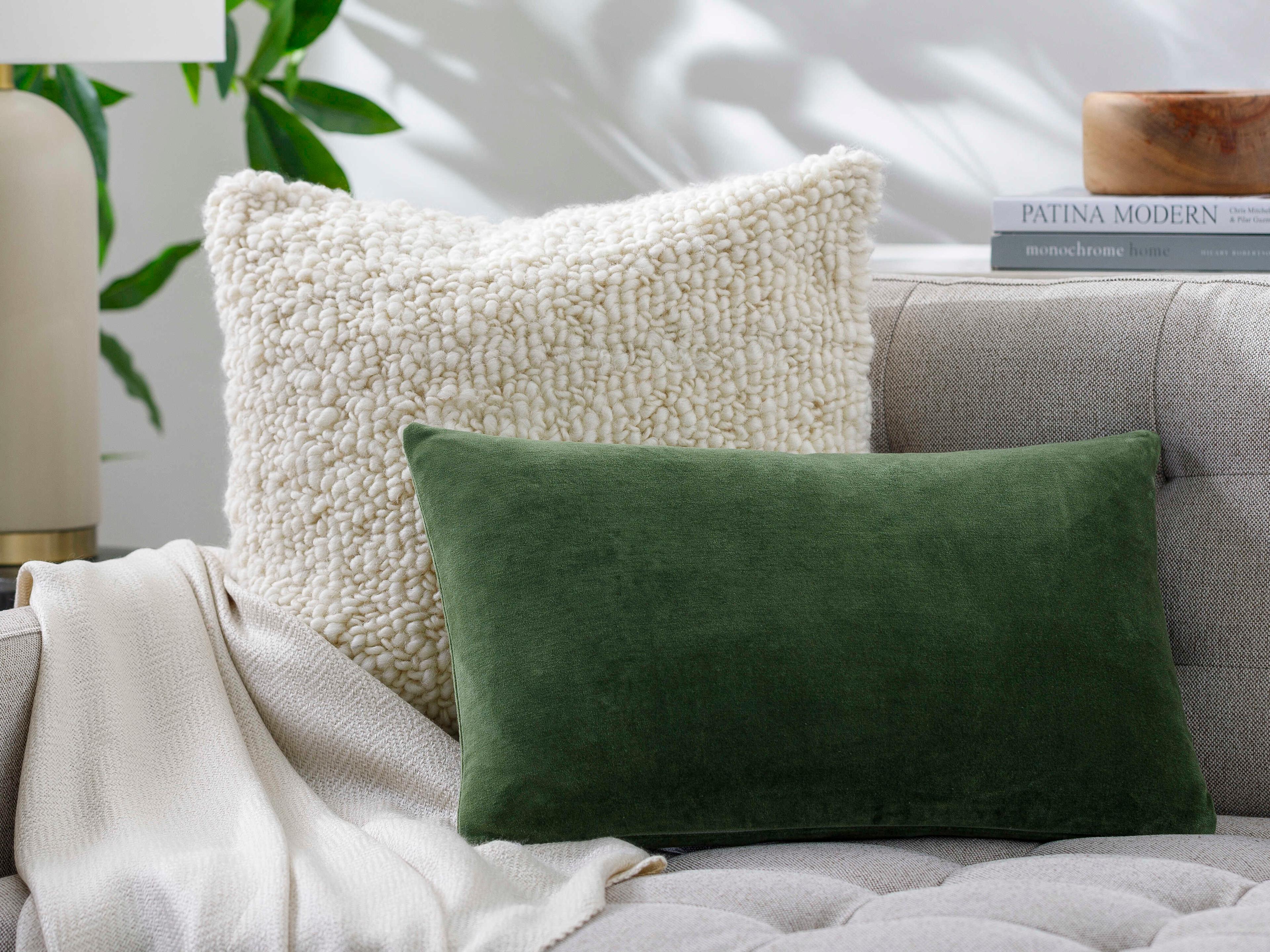 Surya Cotton Velvet Olive Green Pillow