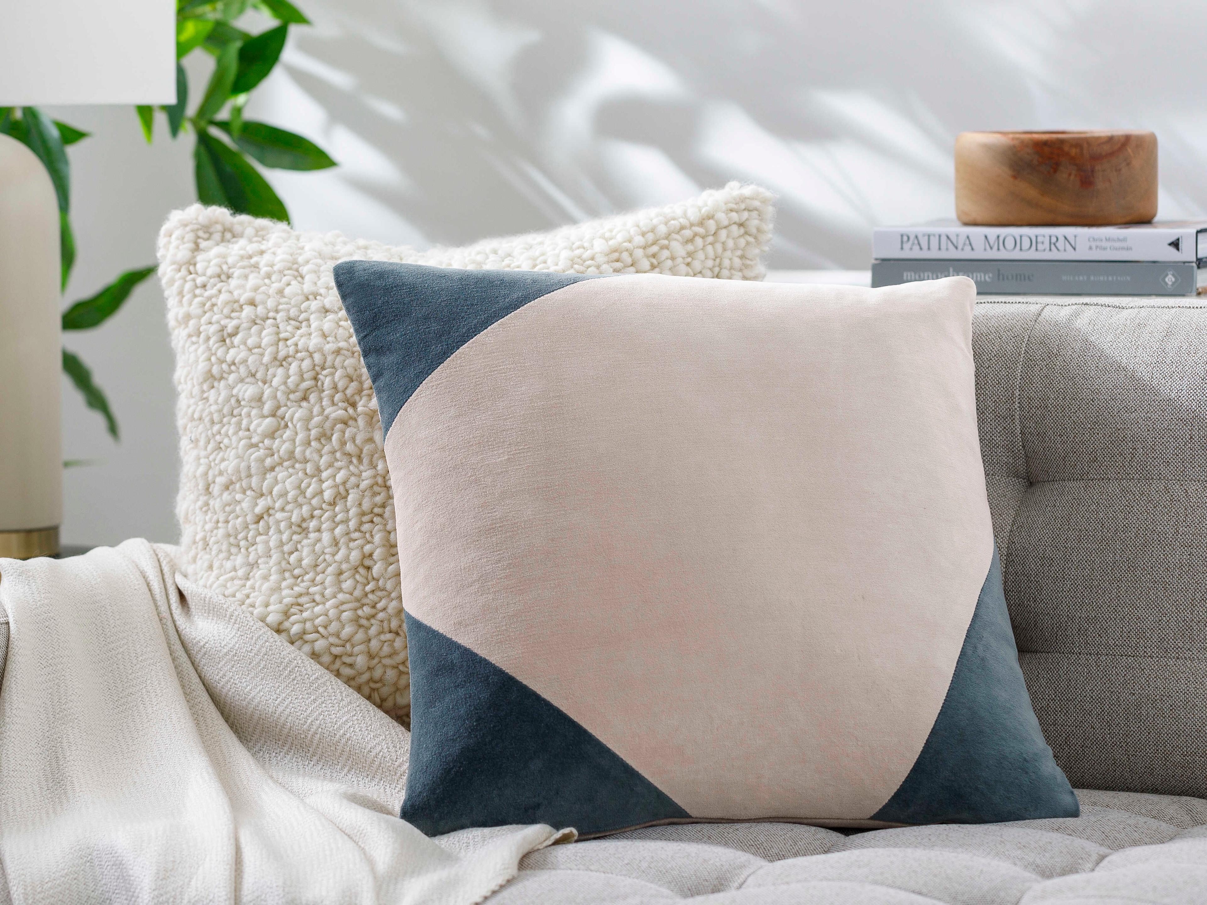 Surya Cotton Velvet Teal Pillow