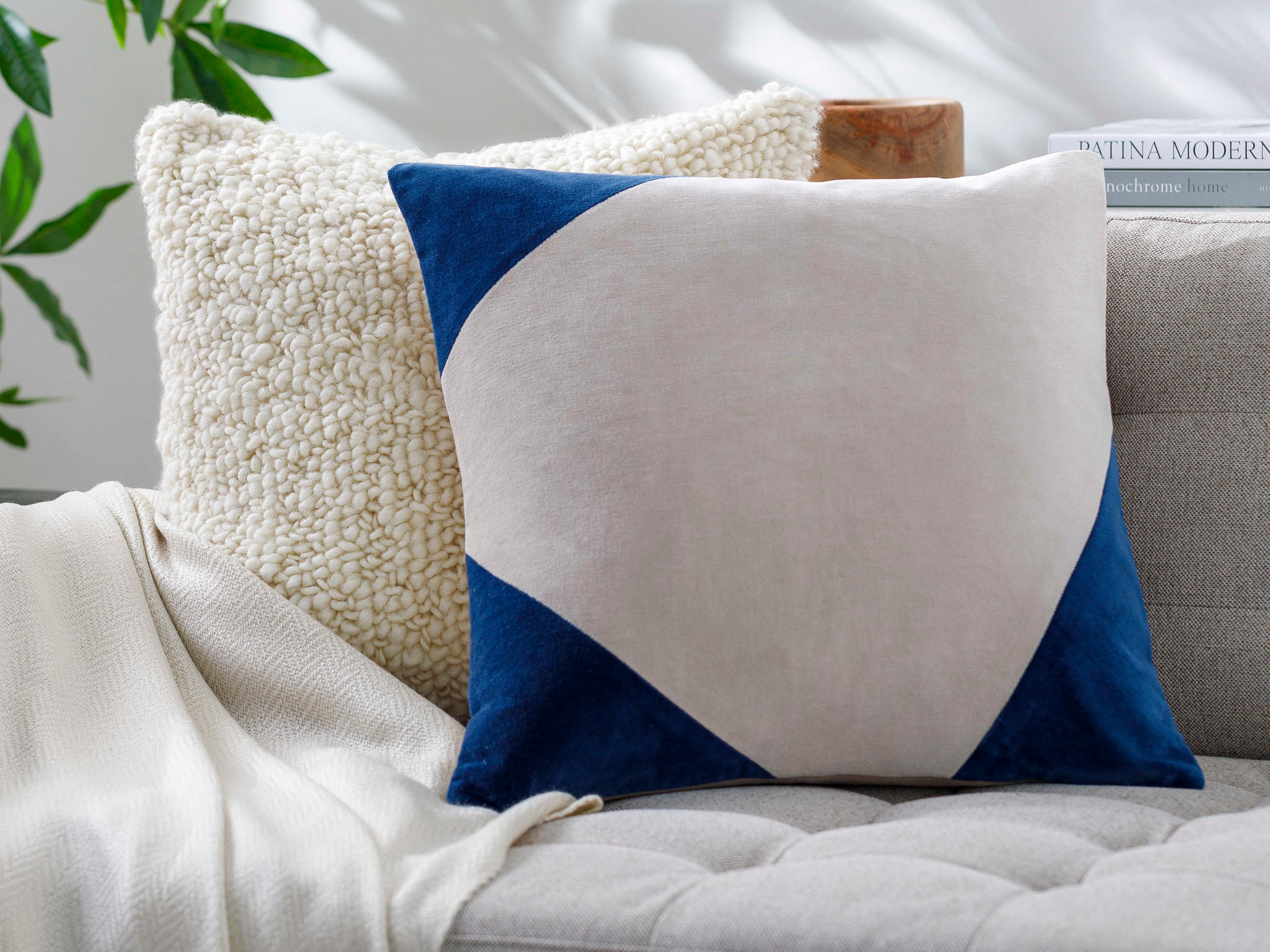 Surya Cotton Velvet Dark Blue Pillow
