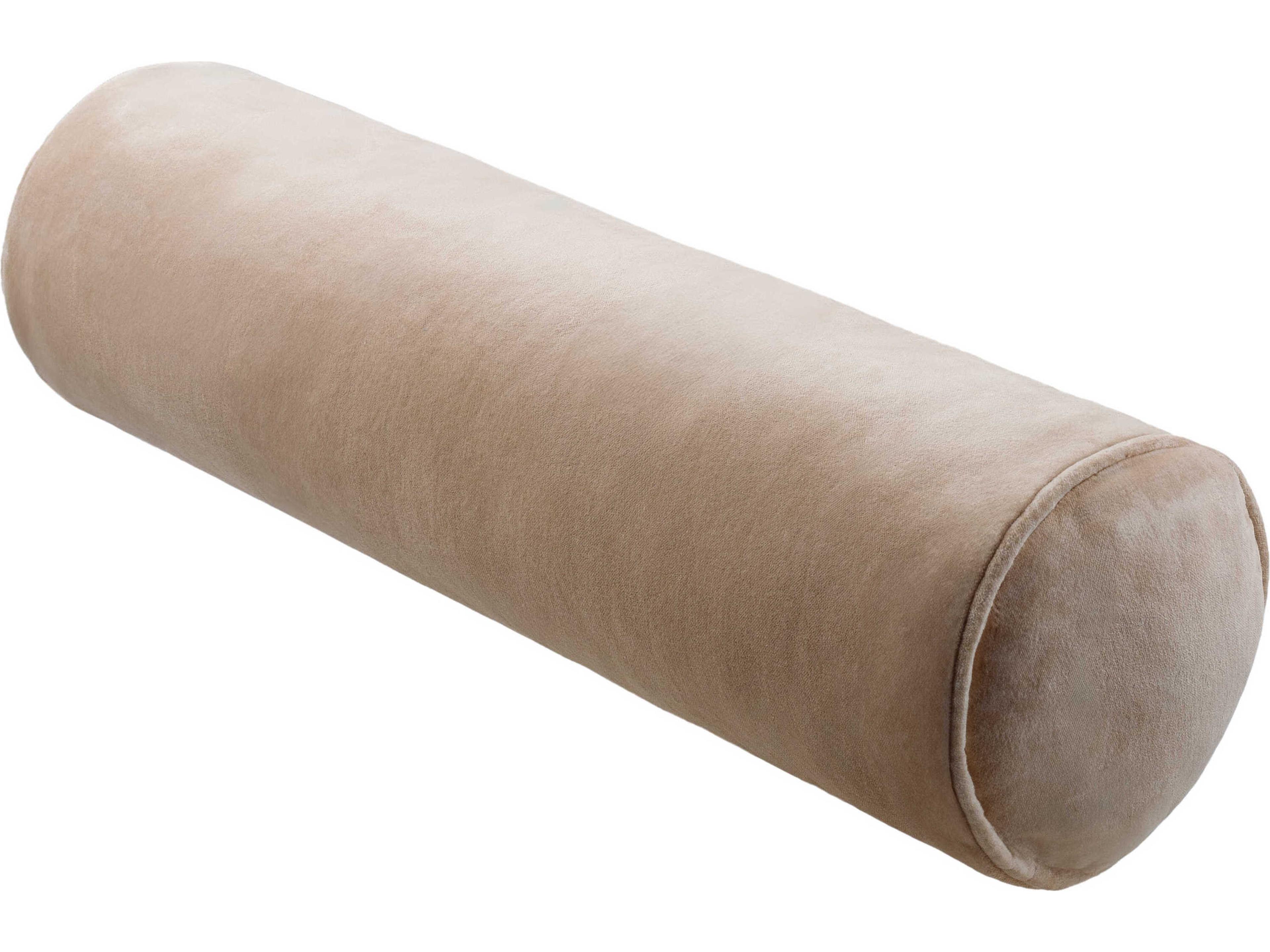 Cotton Velvet Bolster Beige Pillow