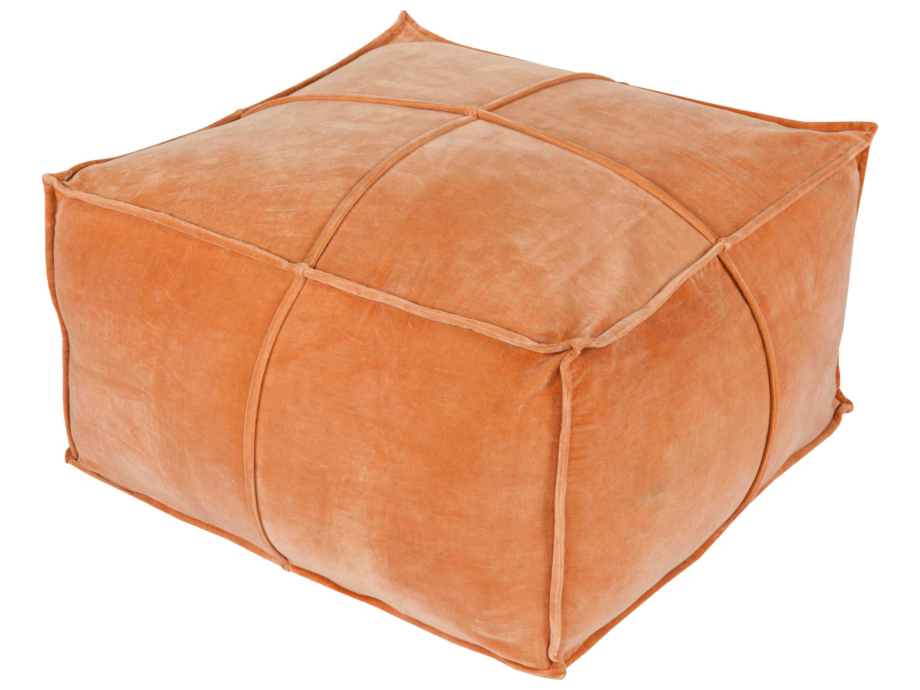 Cotton Velvet Camel Brown Ottoman
