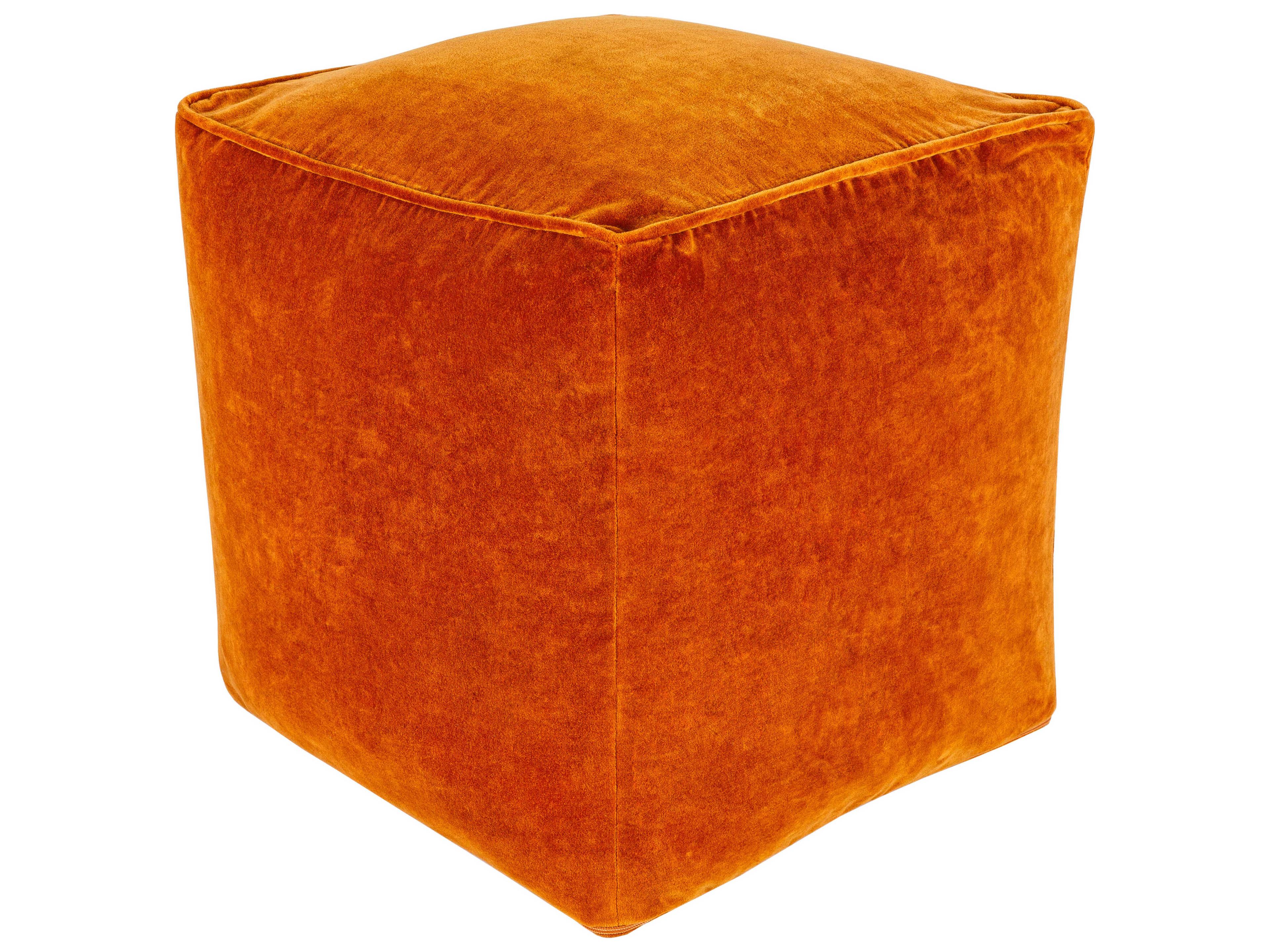 Cotton Velvet Orange Ottoman