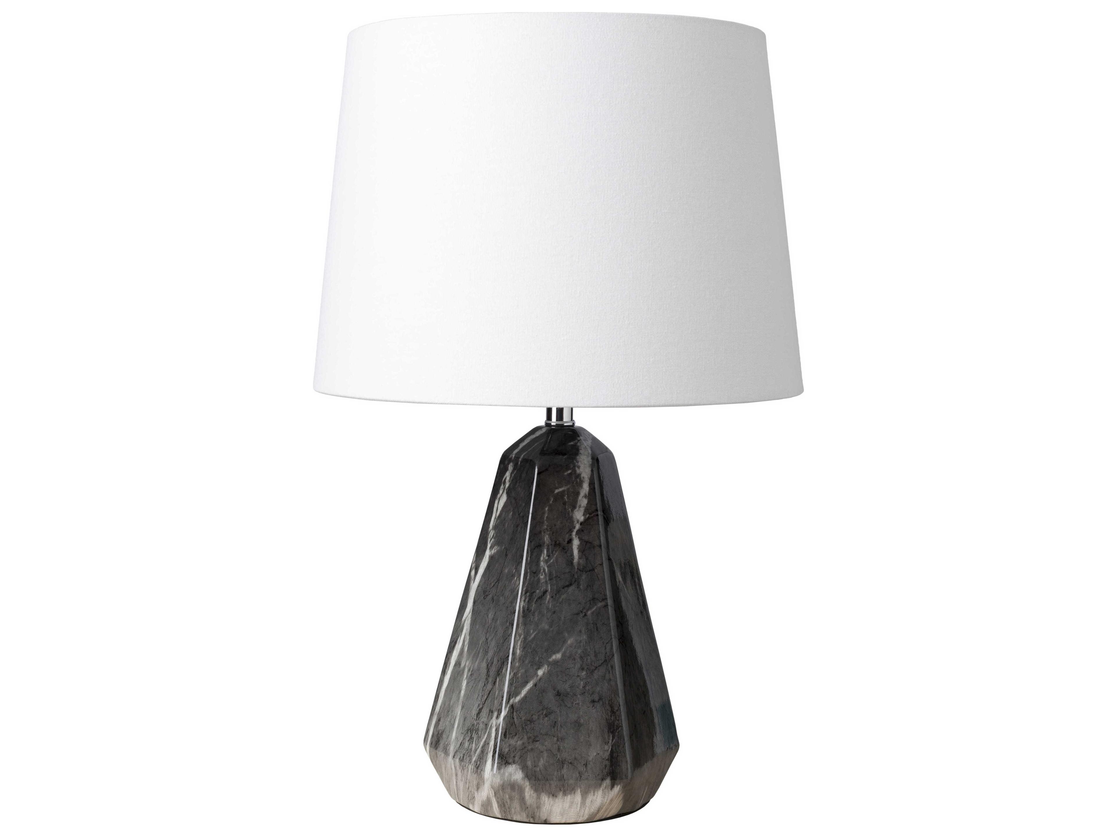 Surya Destin Black White Linen Table Lamp
