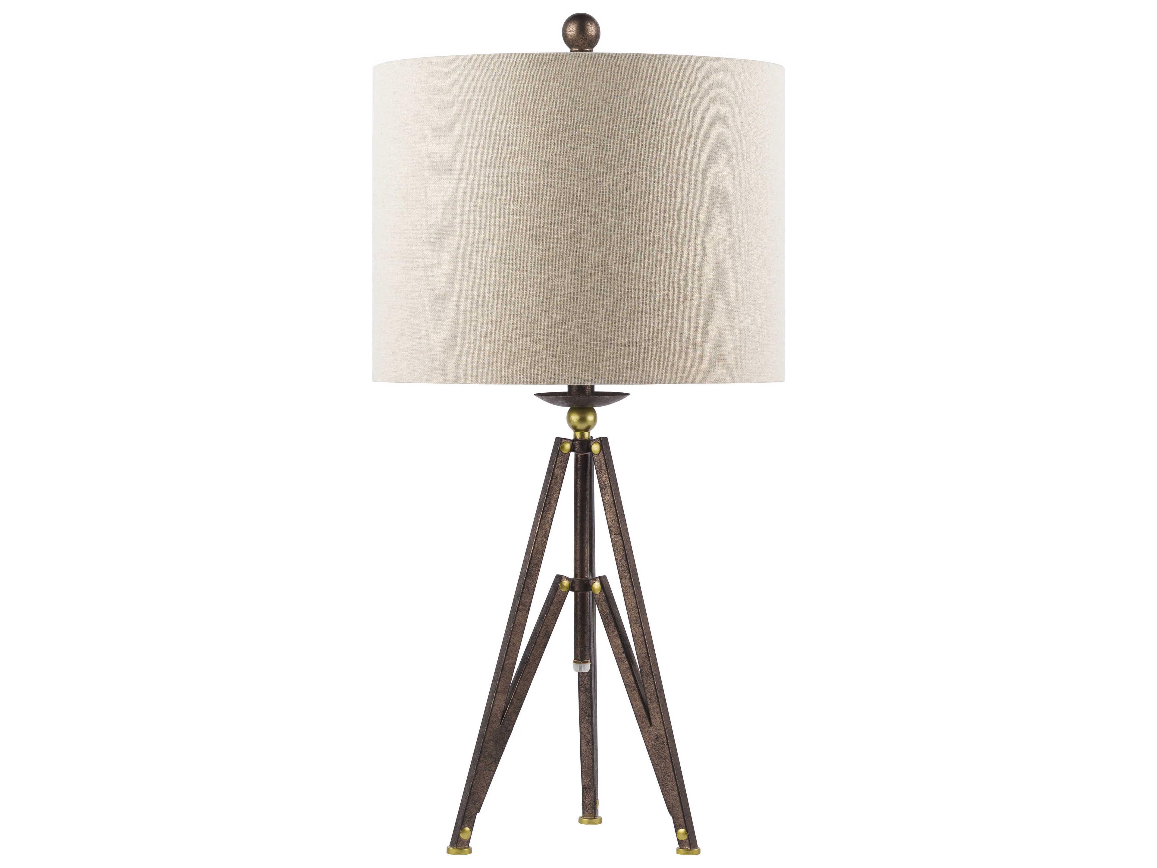Surya Durkin Metallic Bronze Beige Linen Buffet Lamp