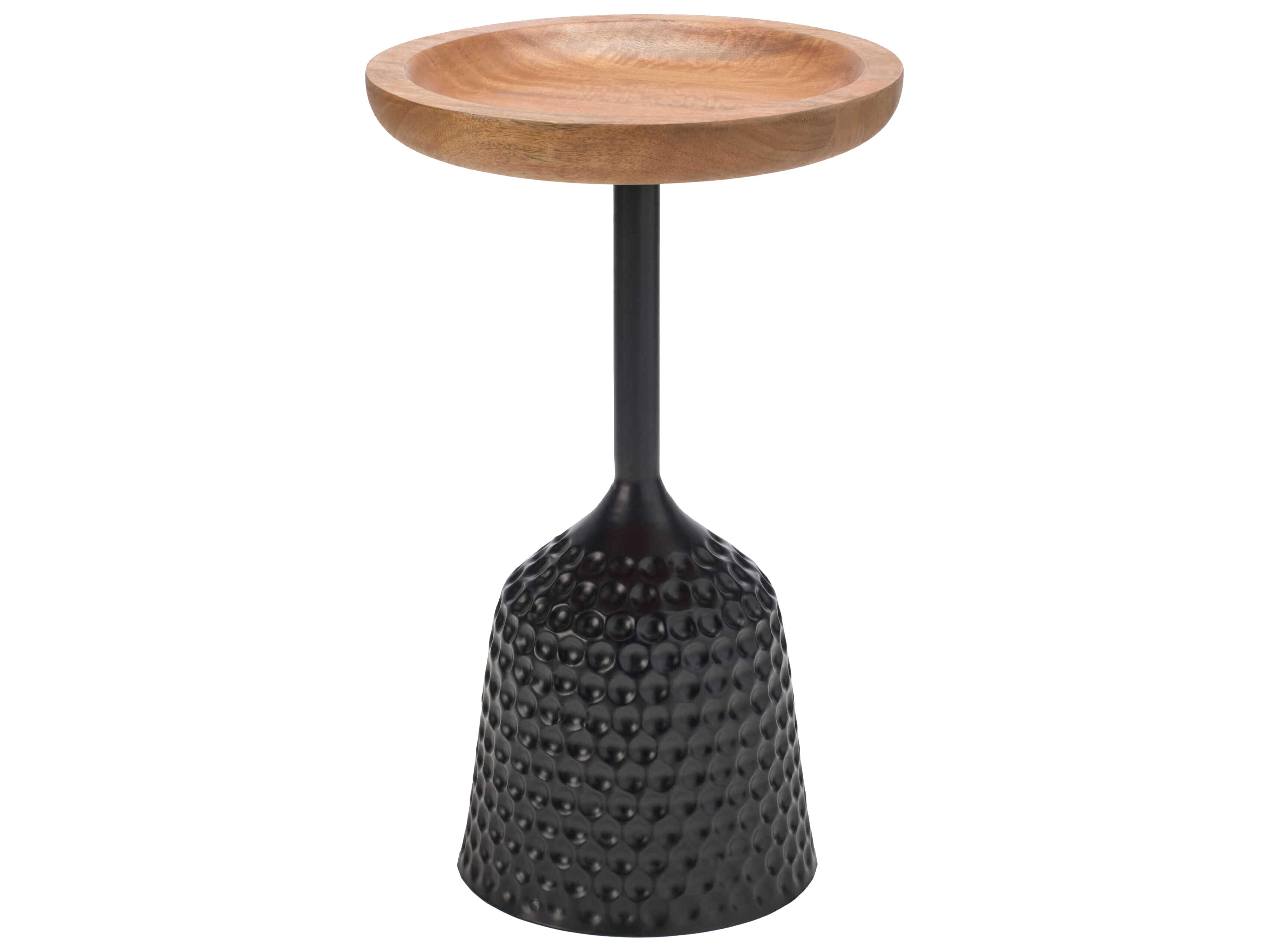 Ditale Round Wood Brown Black End Table