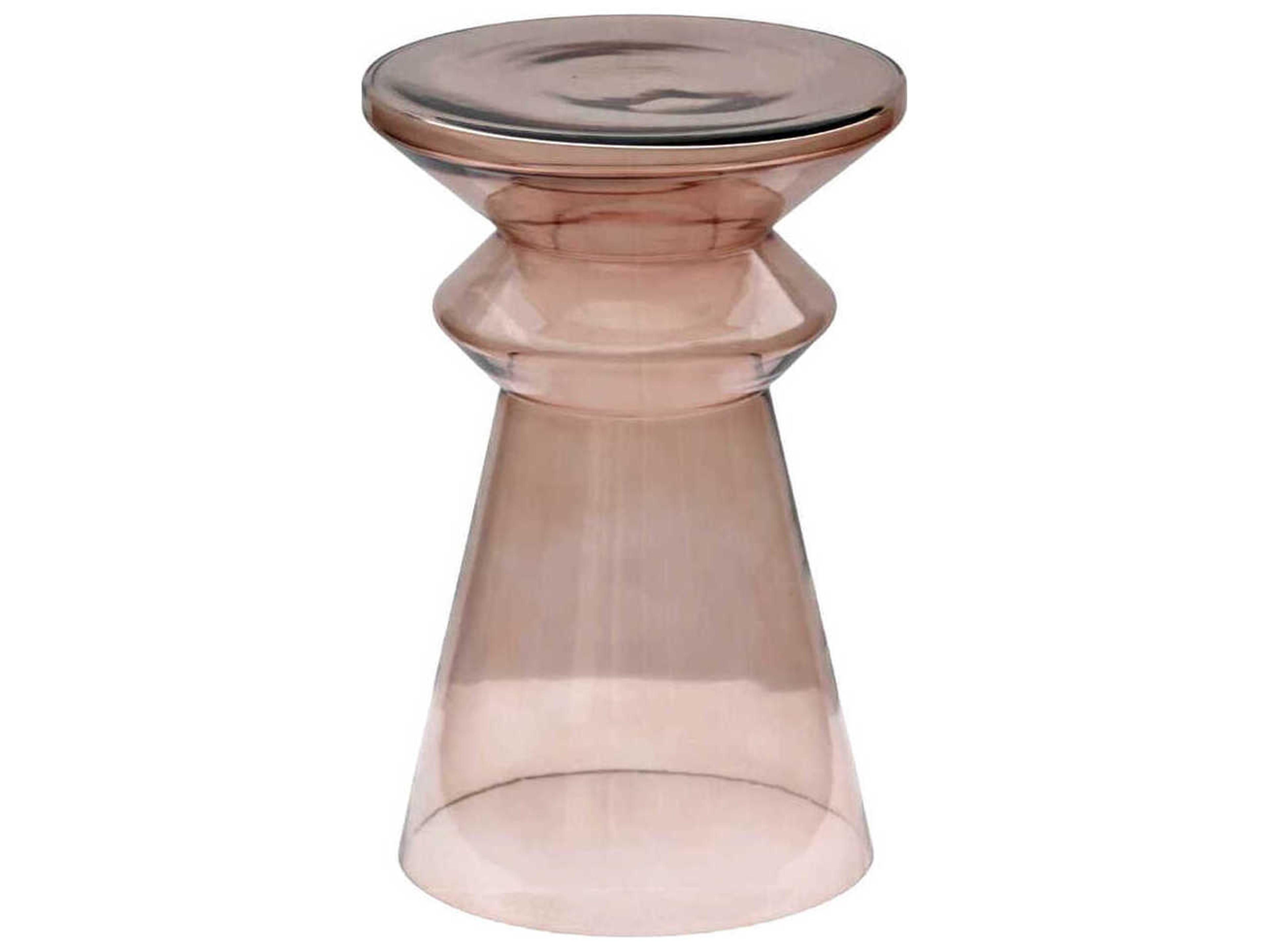 Donora Round Glass Rust Dark Brown End Table