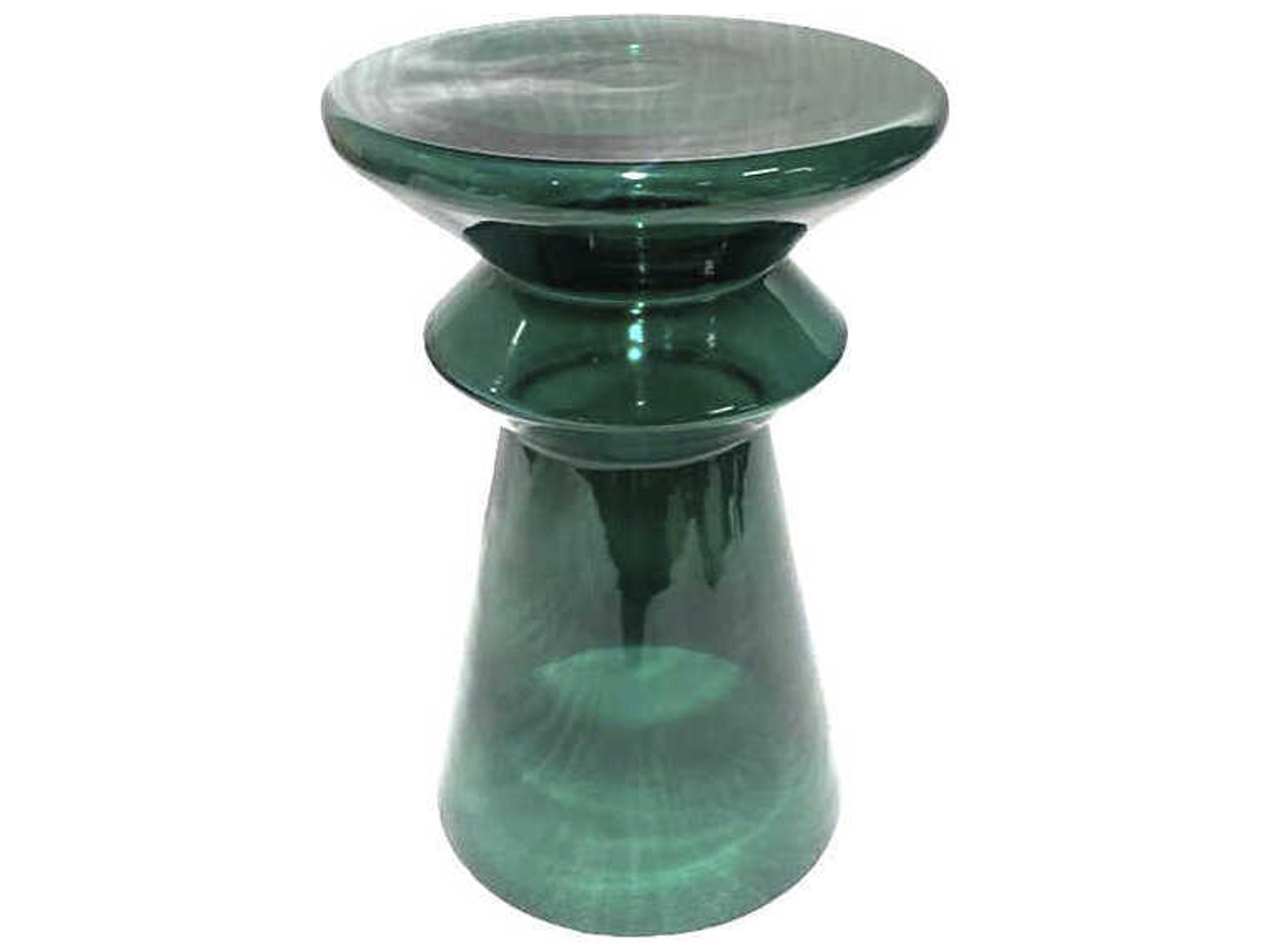 Donora Round Glass Green End Table