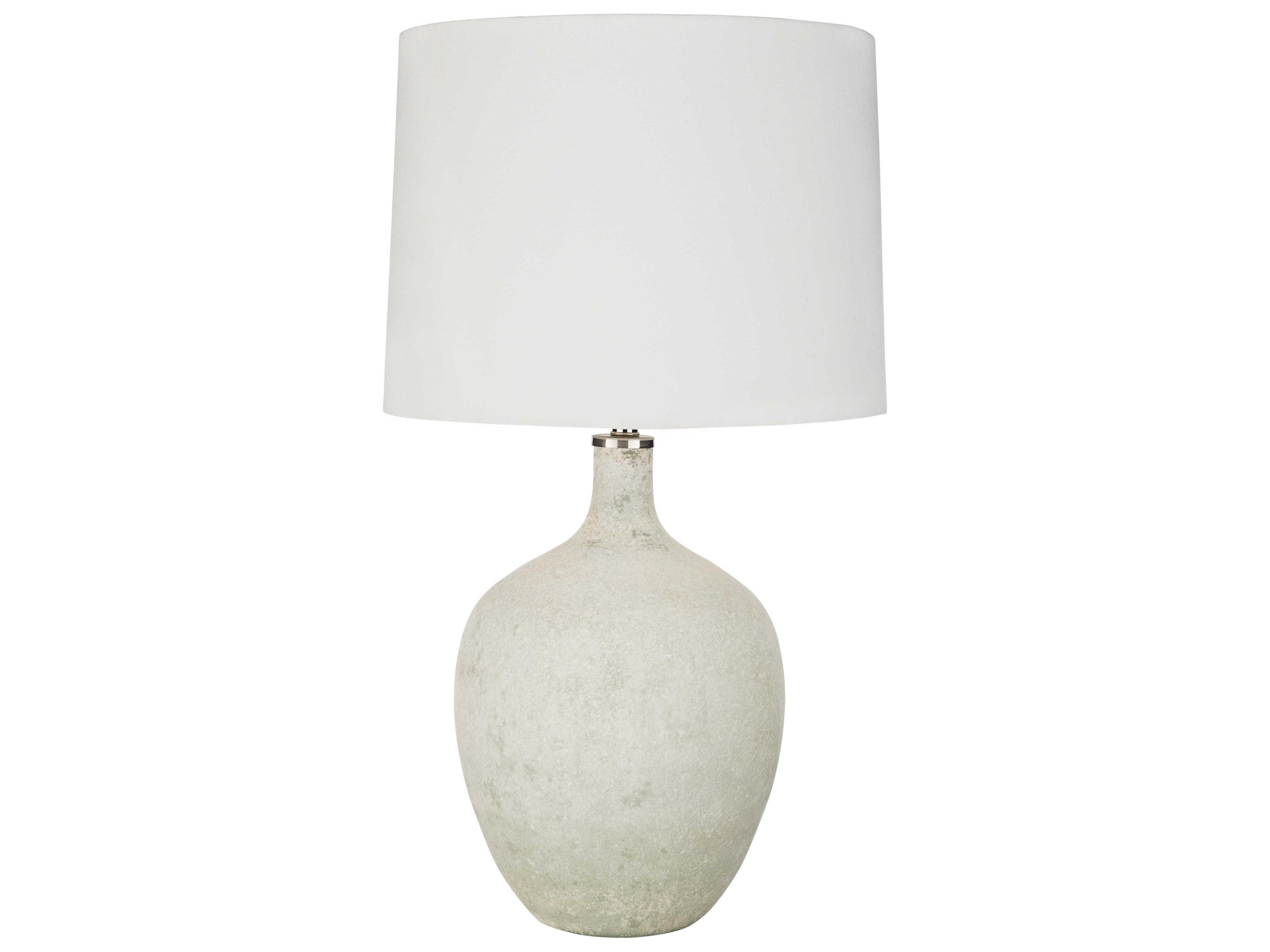 Surya Dupree White Linen Buffet Lamp