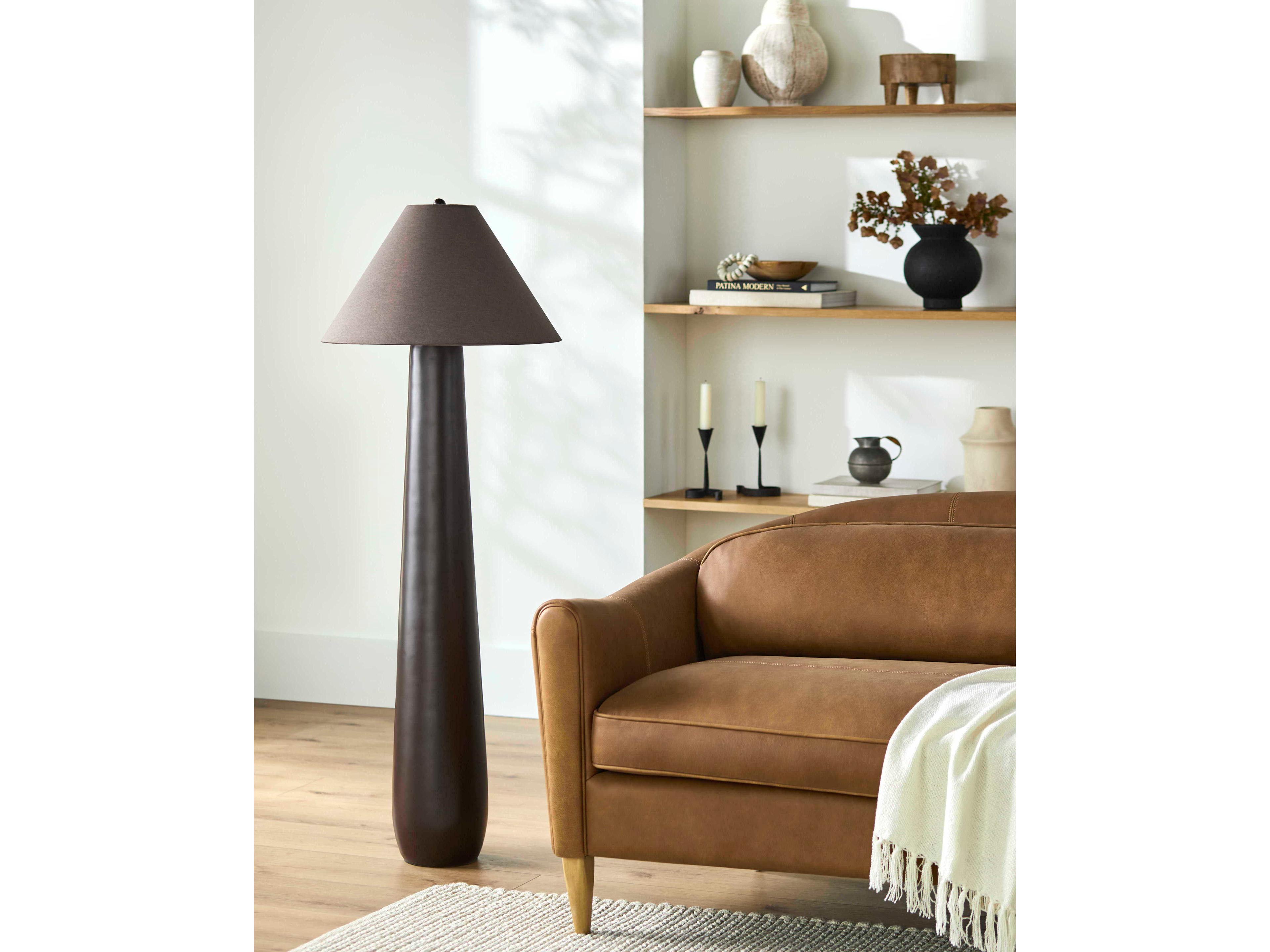Surya Dosso Dark Brown Linen Floor Lamp