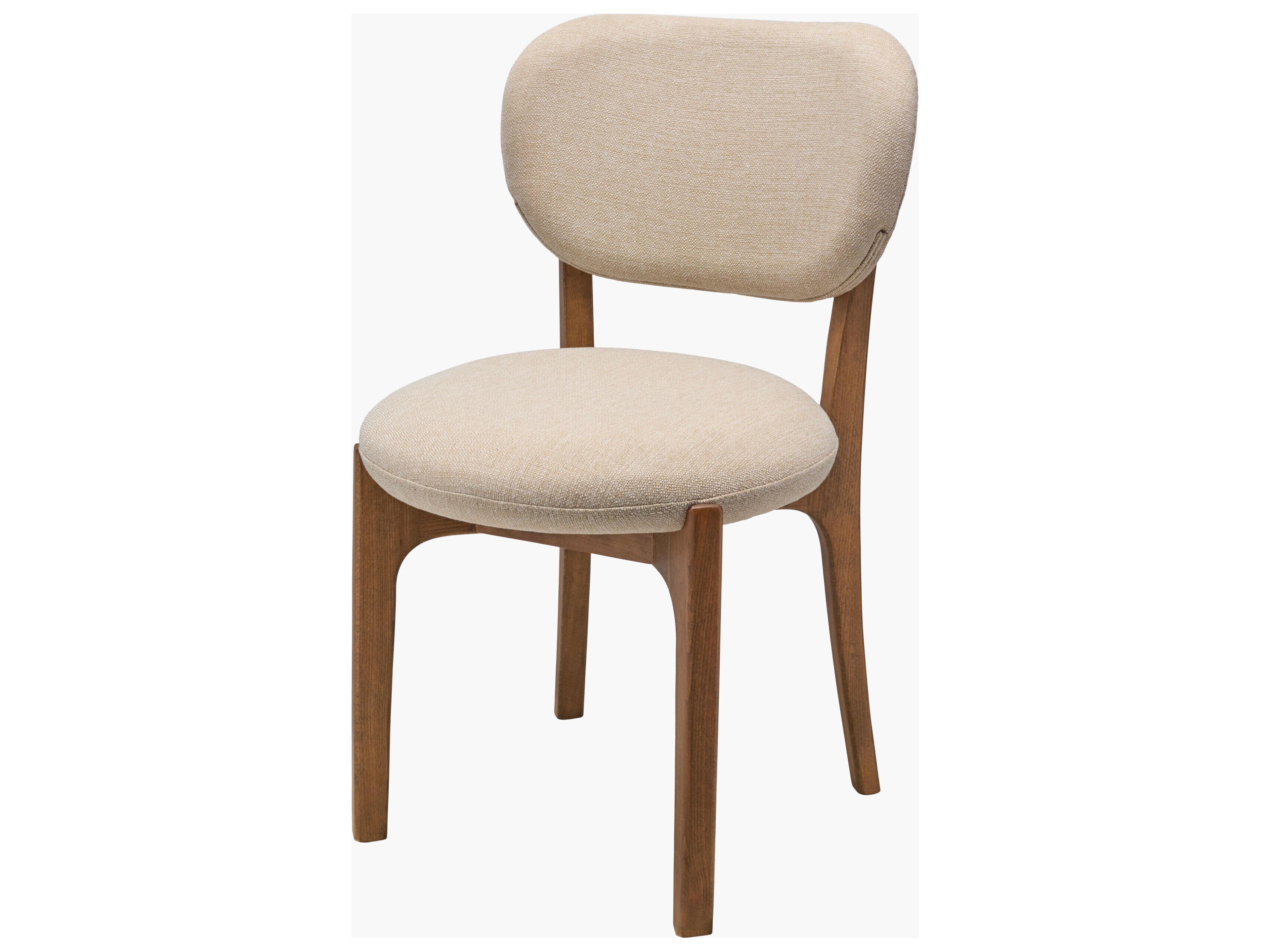 Devin Beech Wood White Upholstered Armless Dining Chair Set of 2