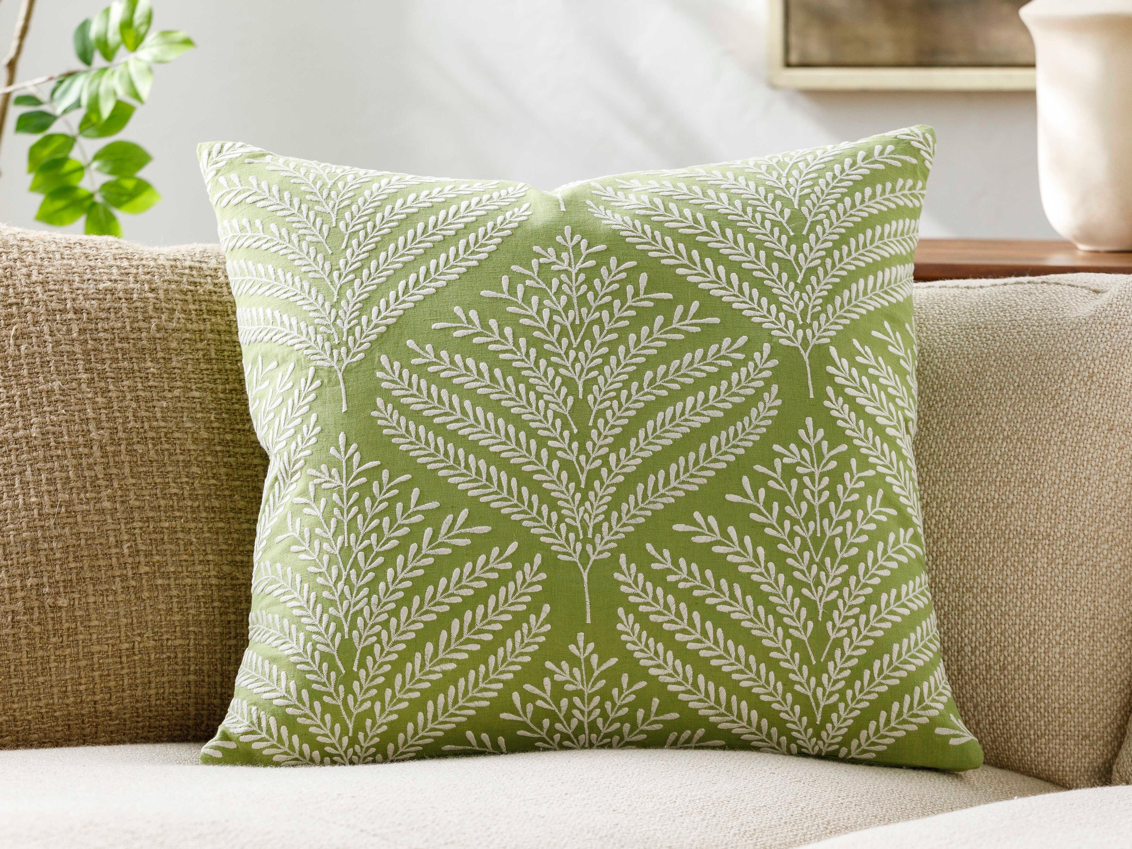 Surya Eliana Olive Pillow
