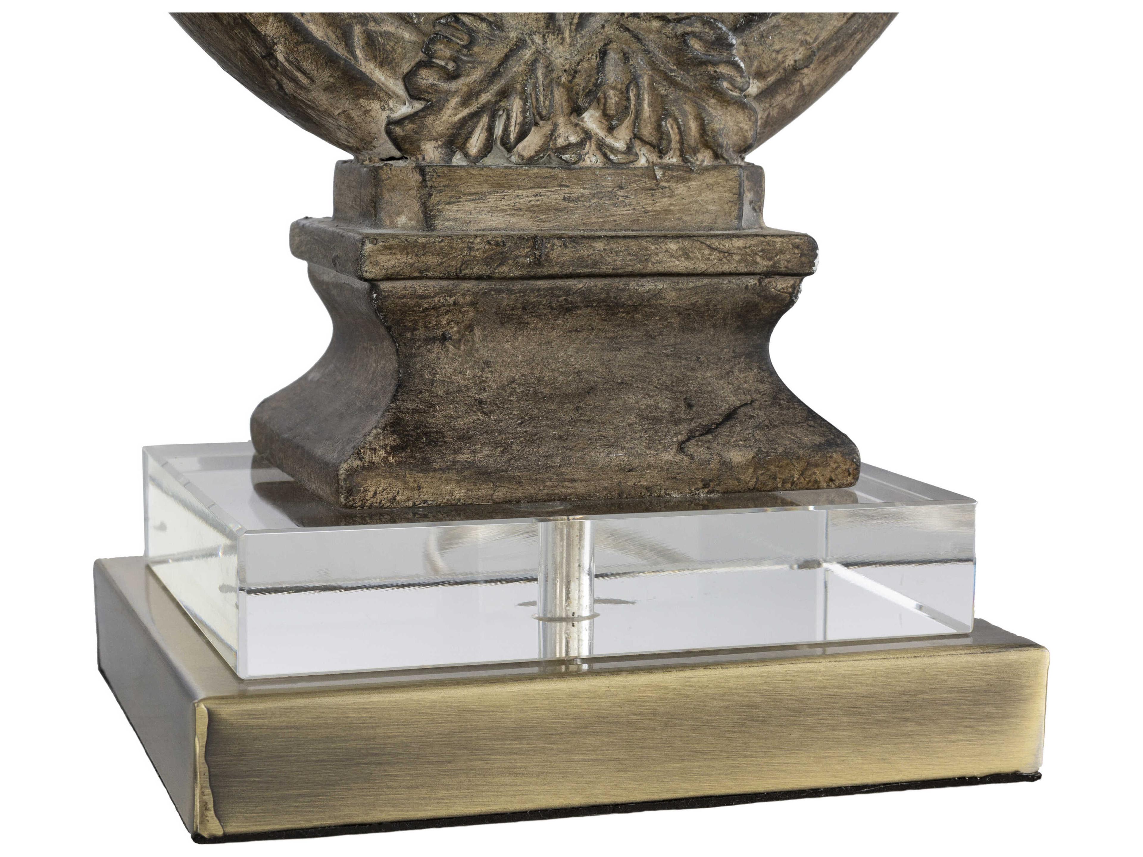 Surya Effie Brown Ivory Linen Traditional Table Lamp