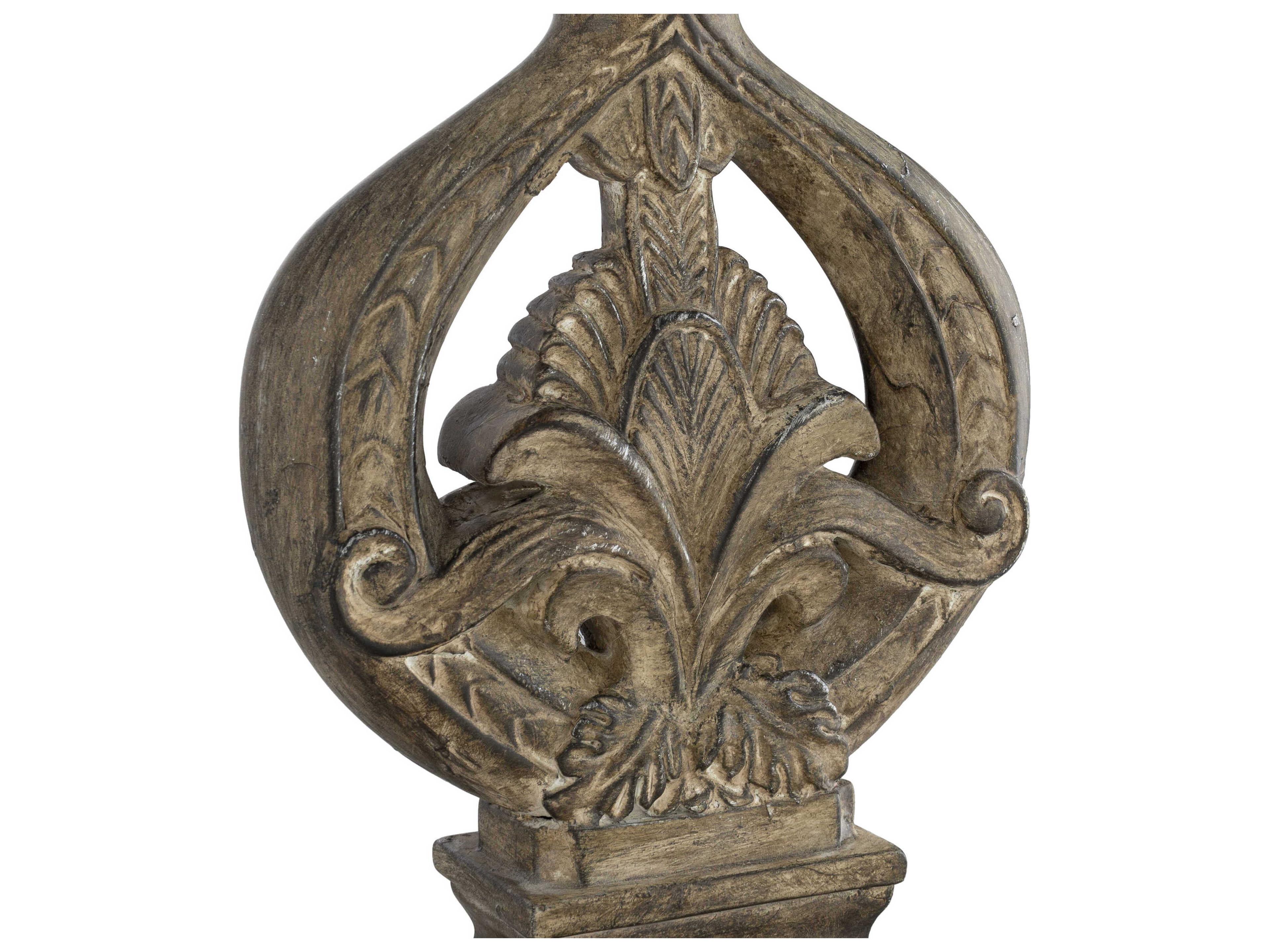 Surya Effie Brown Ivory Linen Traditional Table Lamp