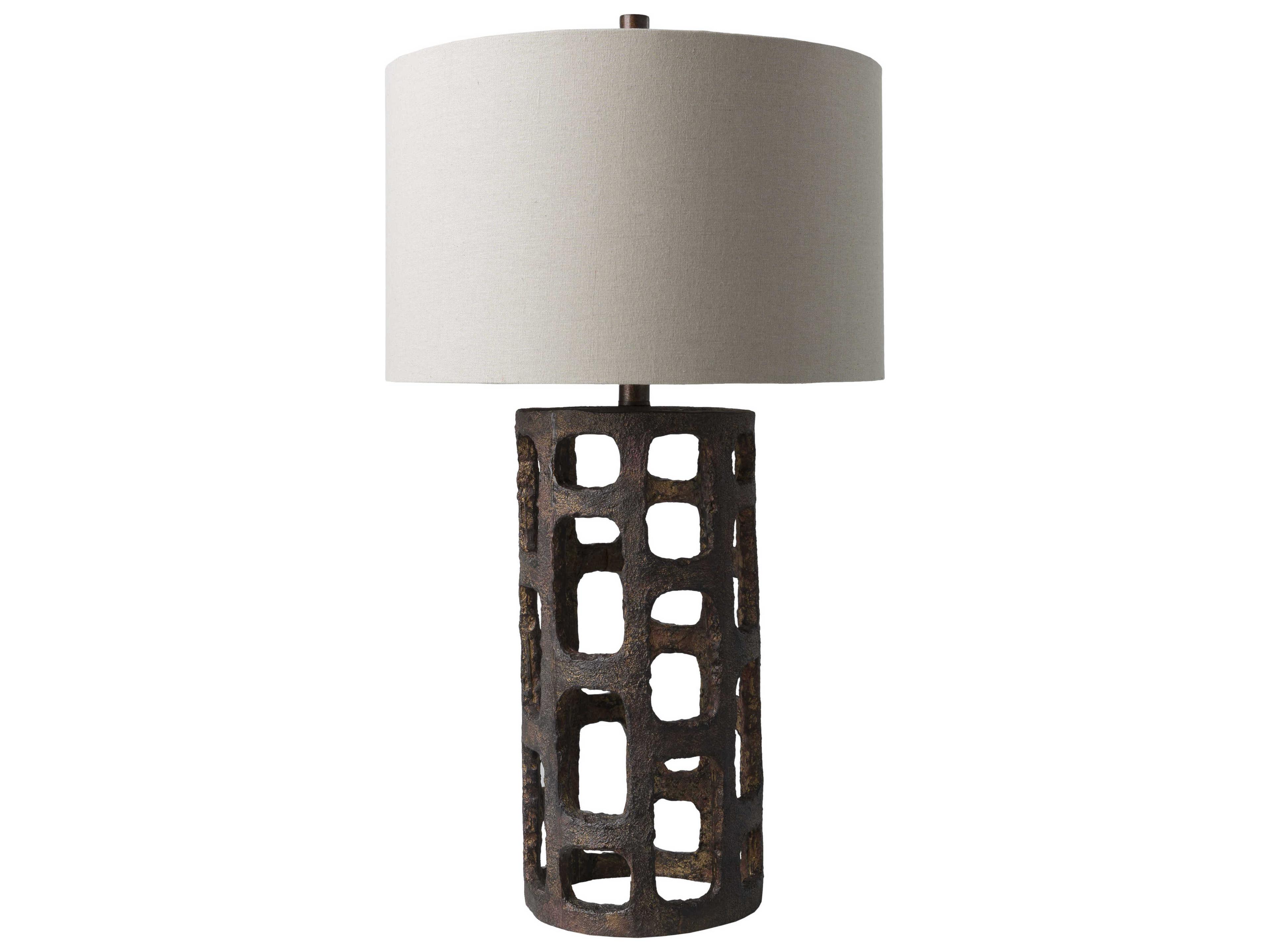 Egerton Metallic Bronze Ivory Linen Buffet Lamp