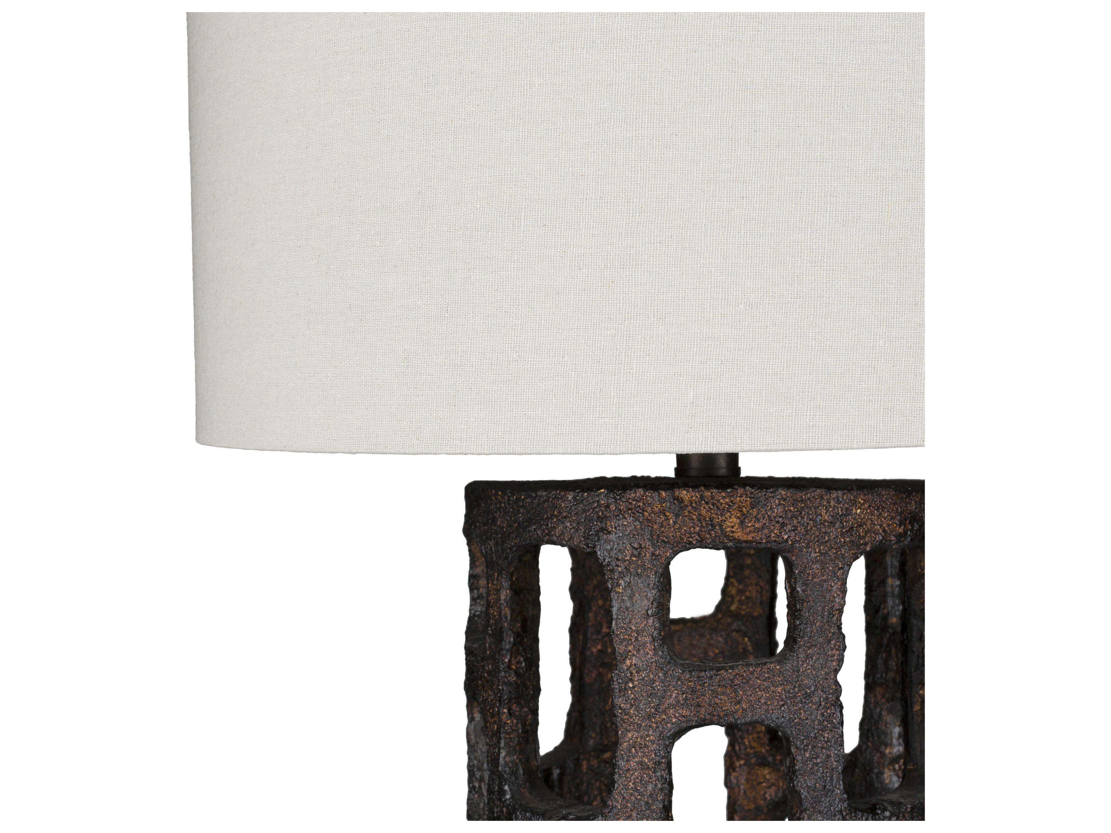 Surya Egerton Metallic Bronze Ivory Linen Buffet Lamp