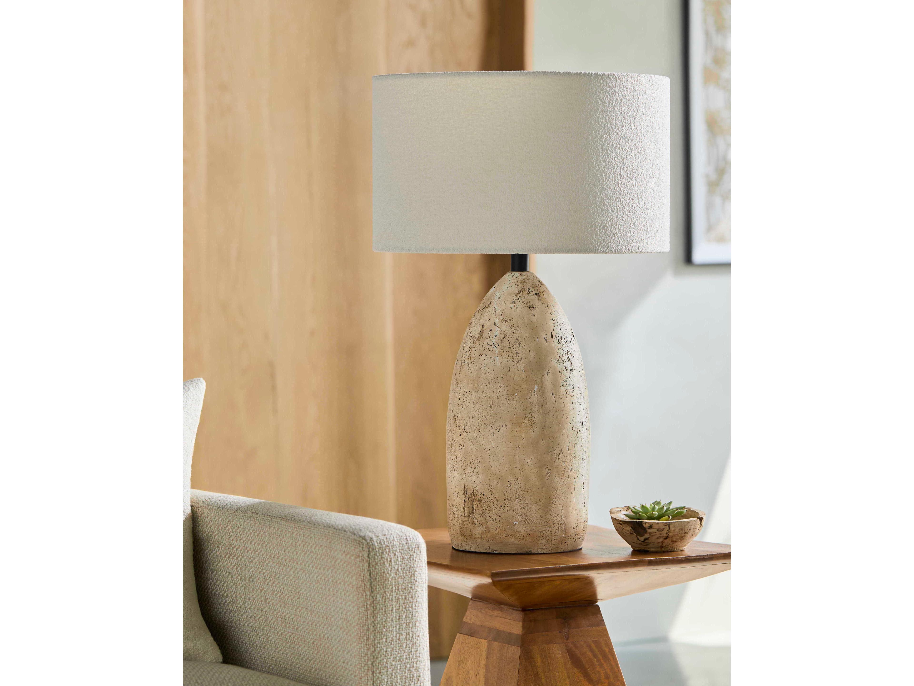 Surya Egito Brown White Linen Buffet Lamp