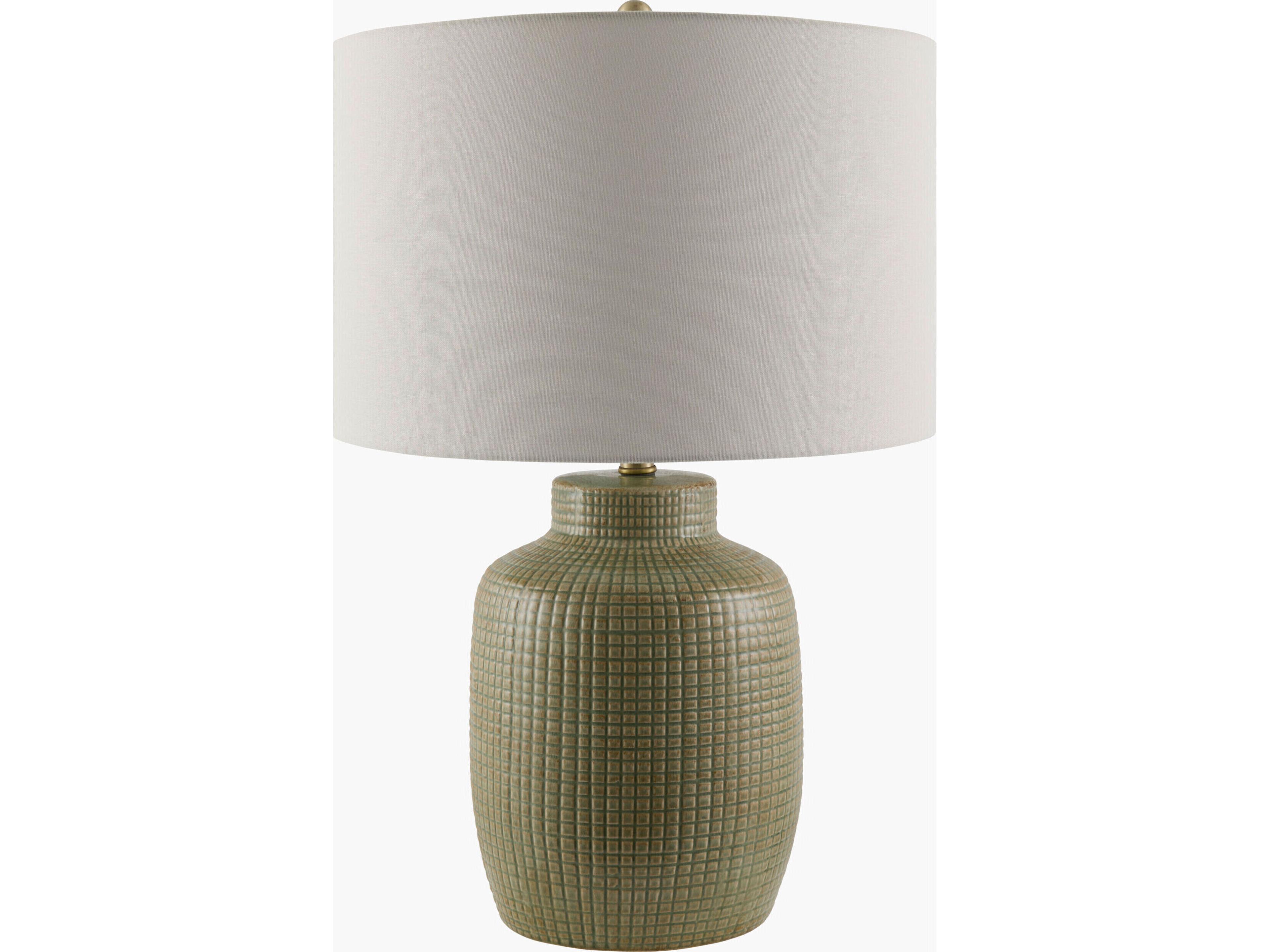 Brie Glazed Aqua White Linen Green Buffet Lamp