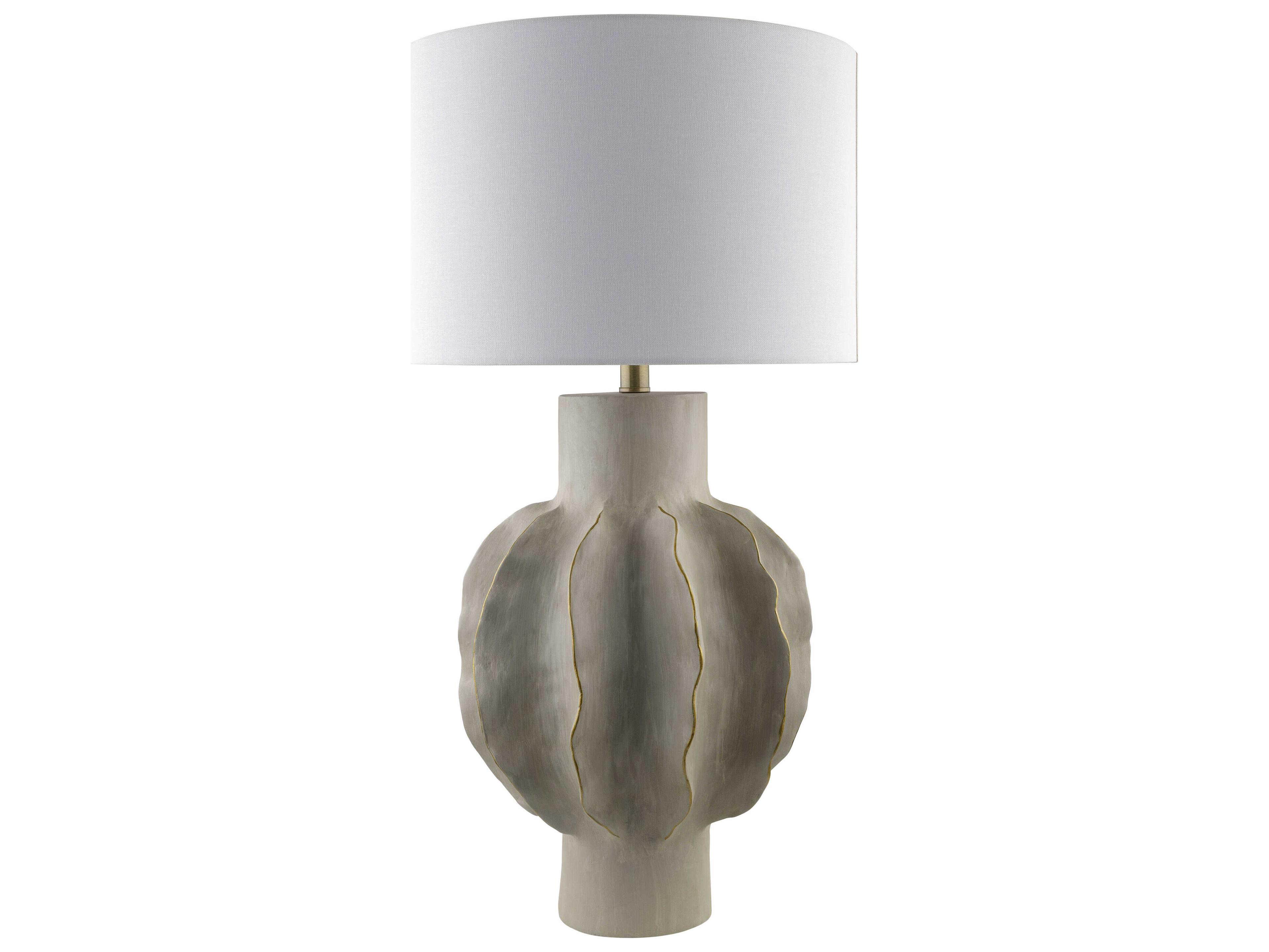 Eterne Light Gray Cream Linen Buffet Lamp