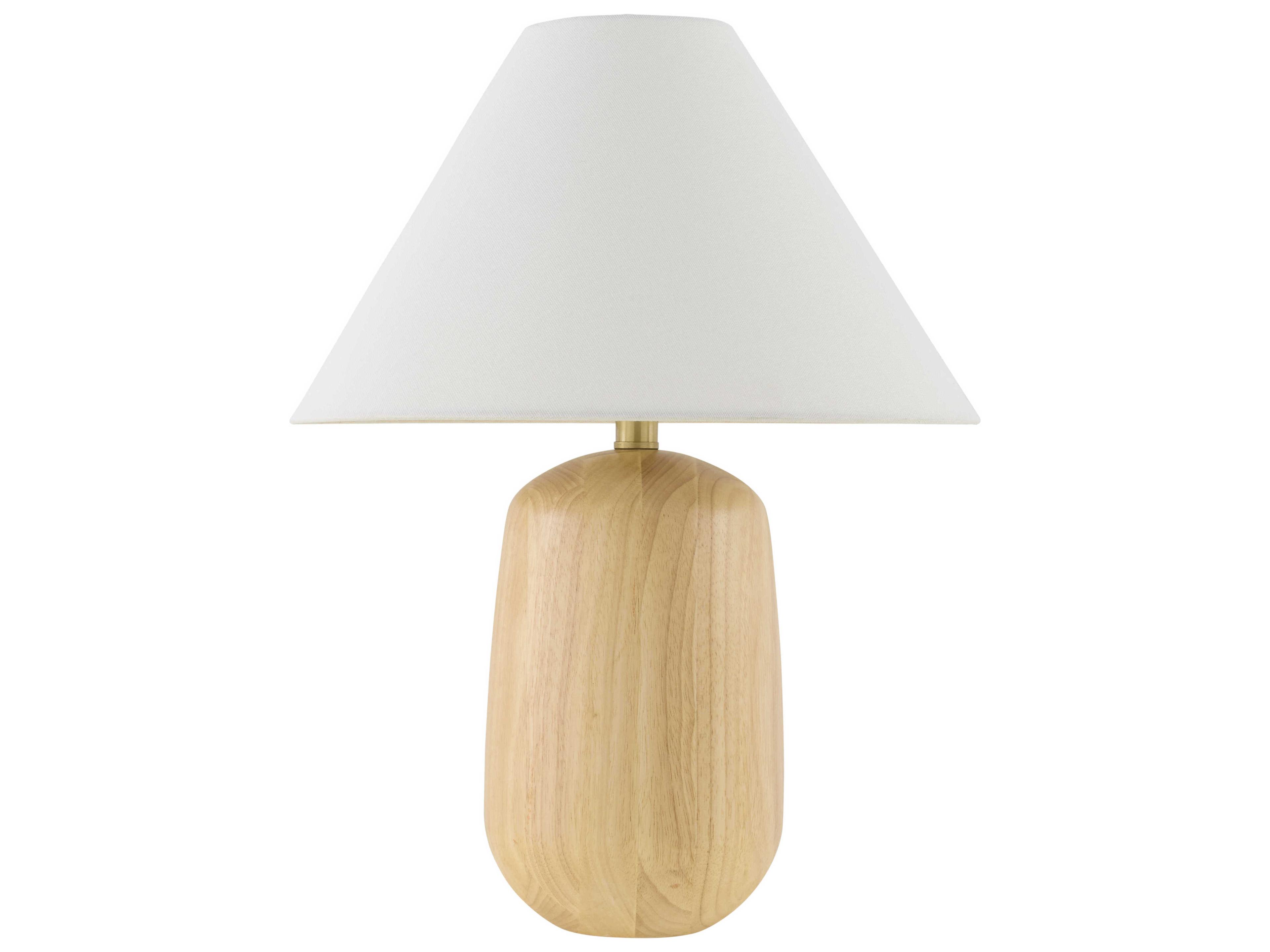 Surya Evan Natural Beige White Linen Brown Table Lamp