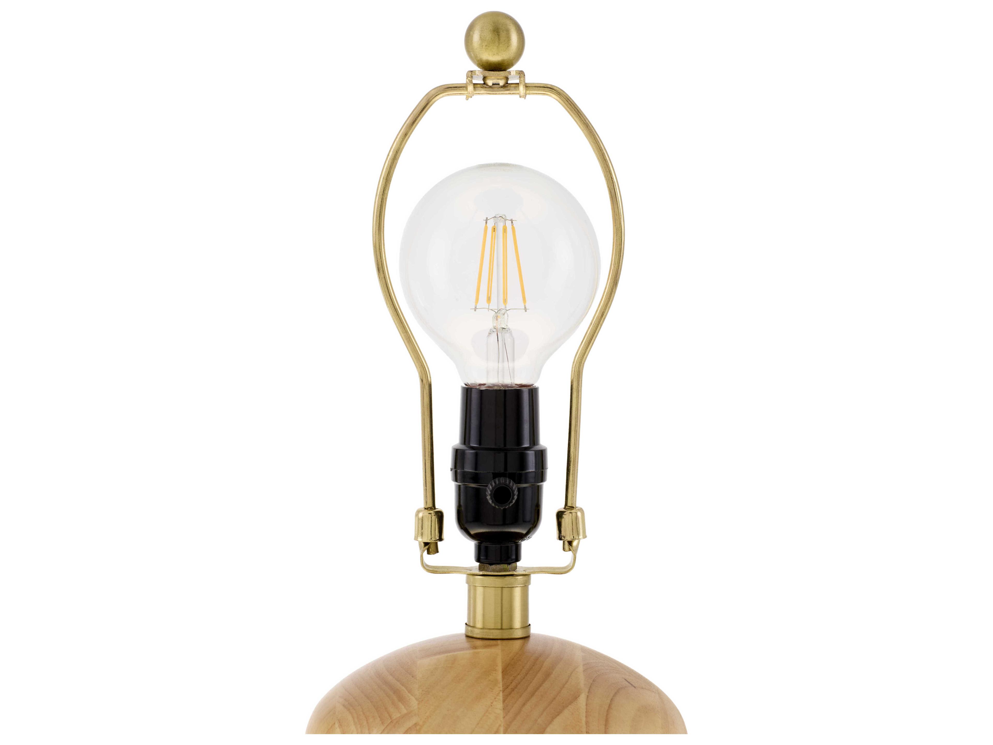 Surya Evan Natural Beige White Linen Brown Table Lamp