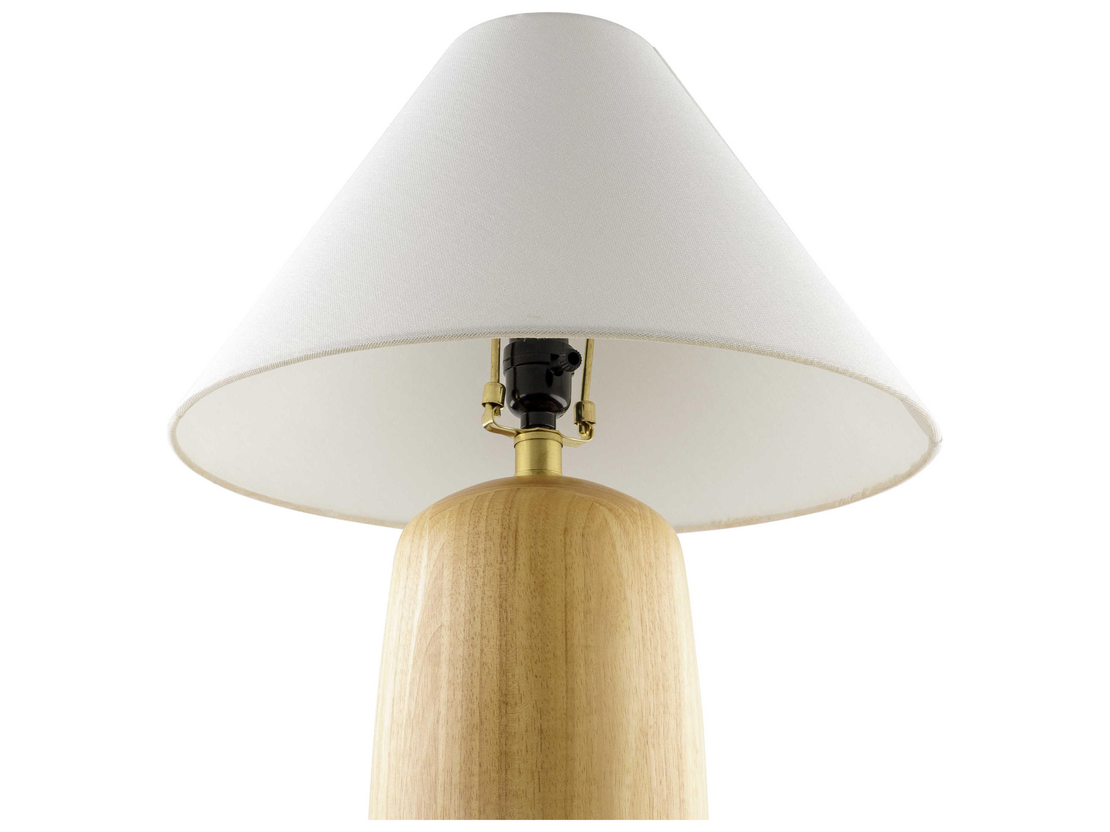 Surya Evan Natural Beige White Linen Brown Table Lamp