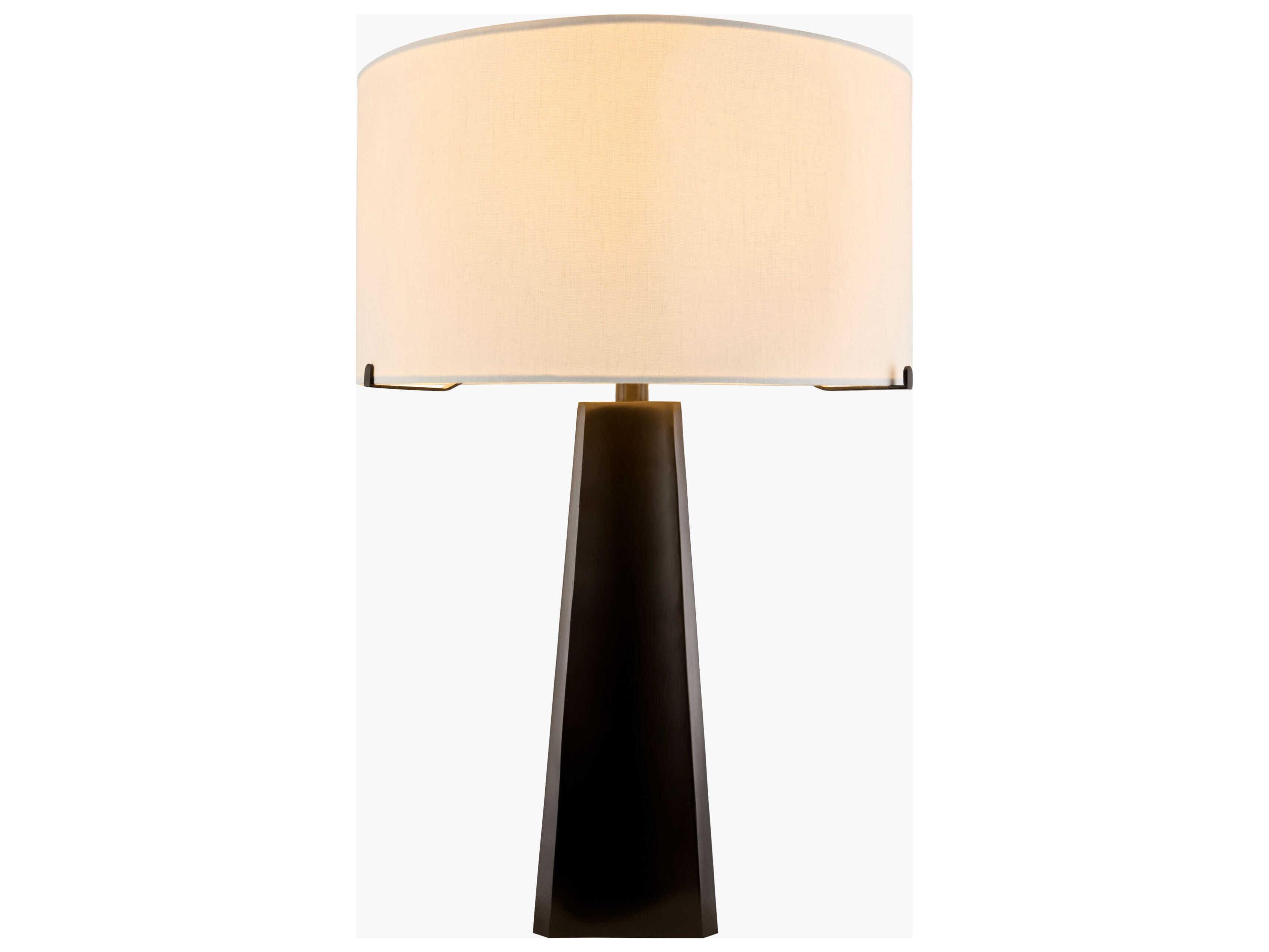 Surya Ervika Brown White Cotton Table Lamp