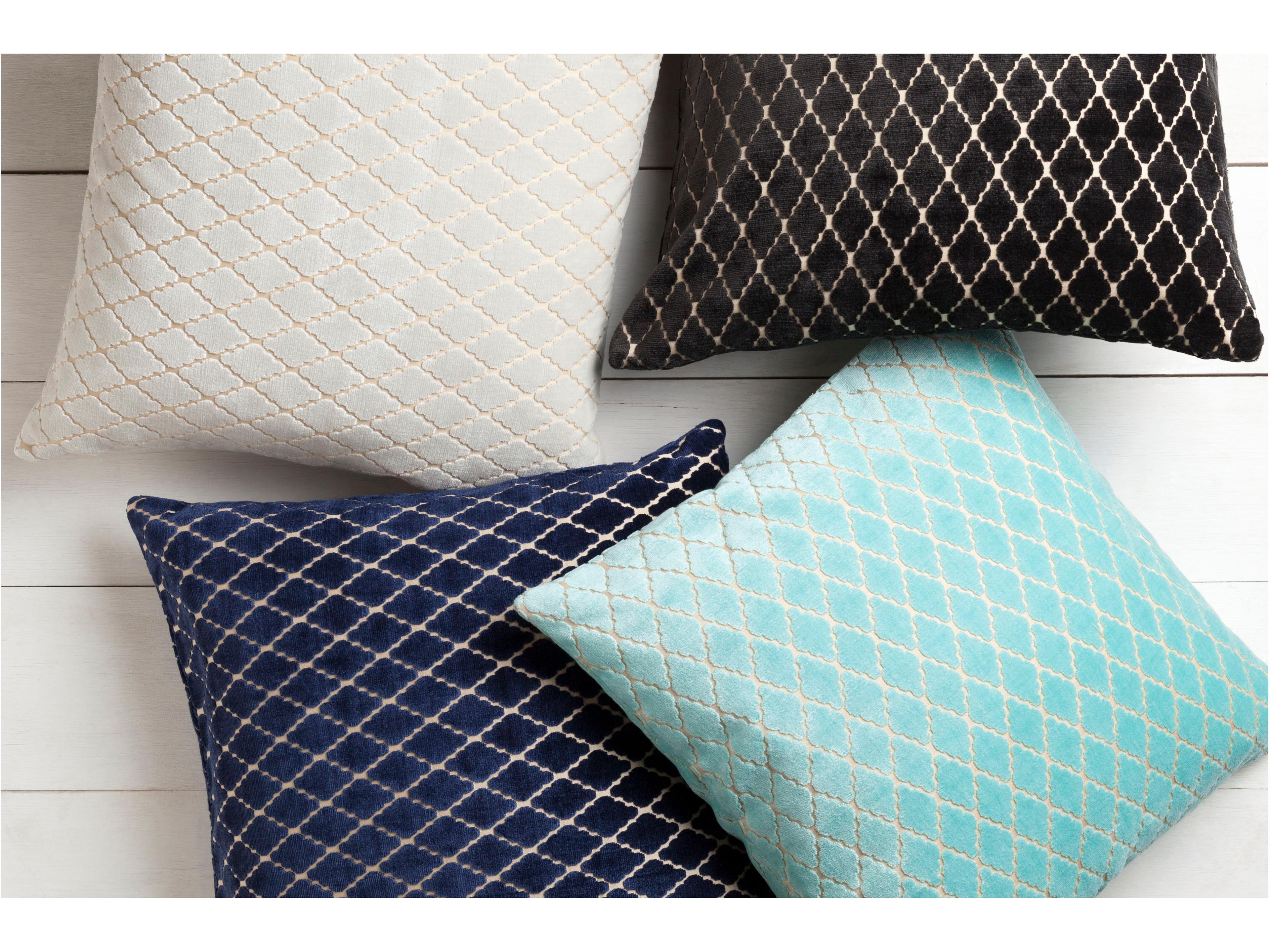 Surya Velvet Antique Lattice Cream Pillow