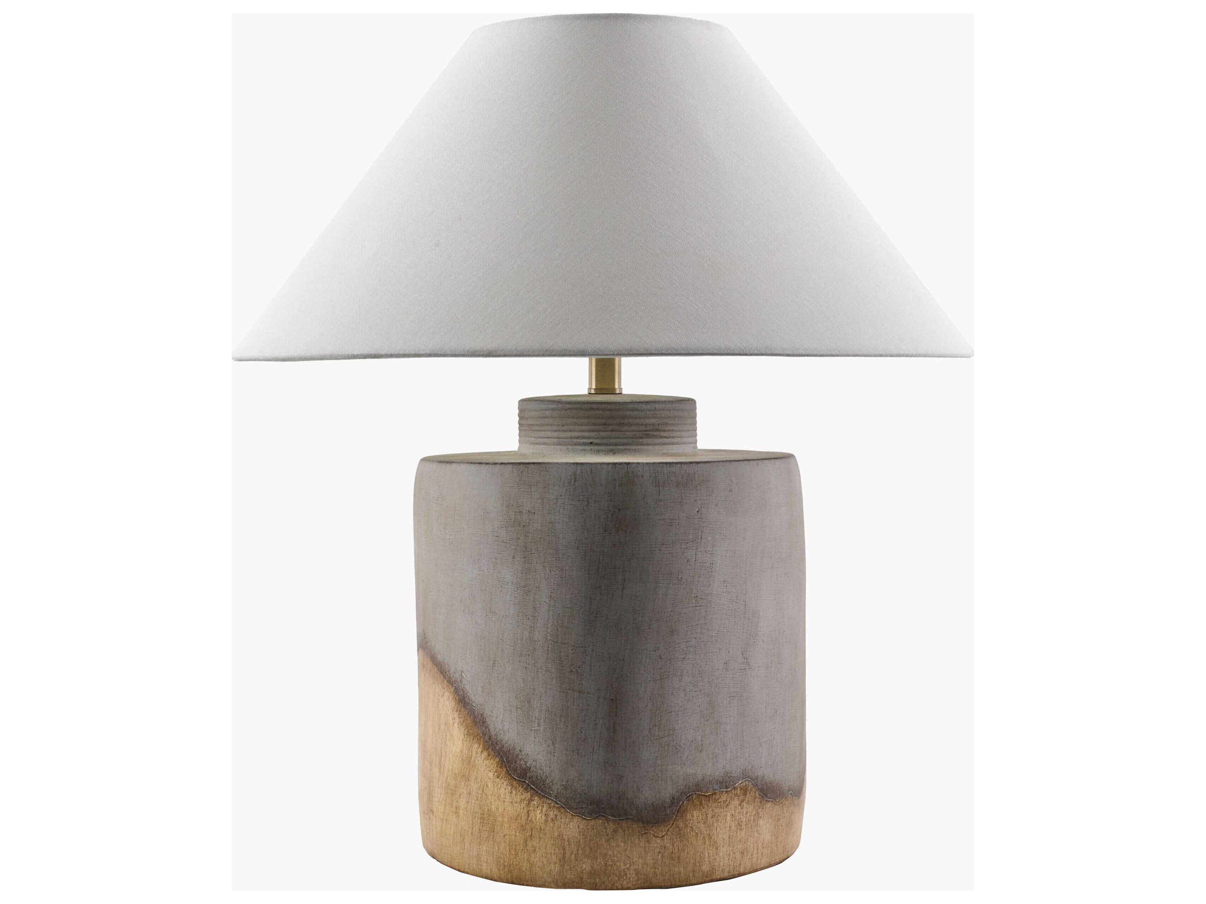 Furbara Gray White Linen Buffet Lamp