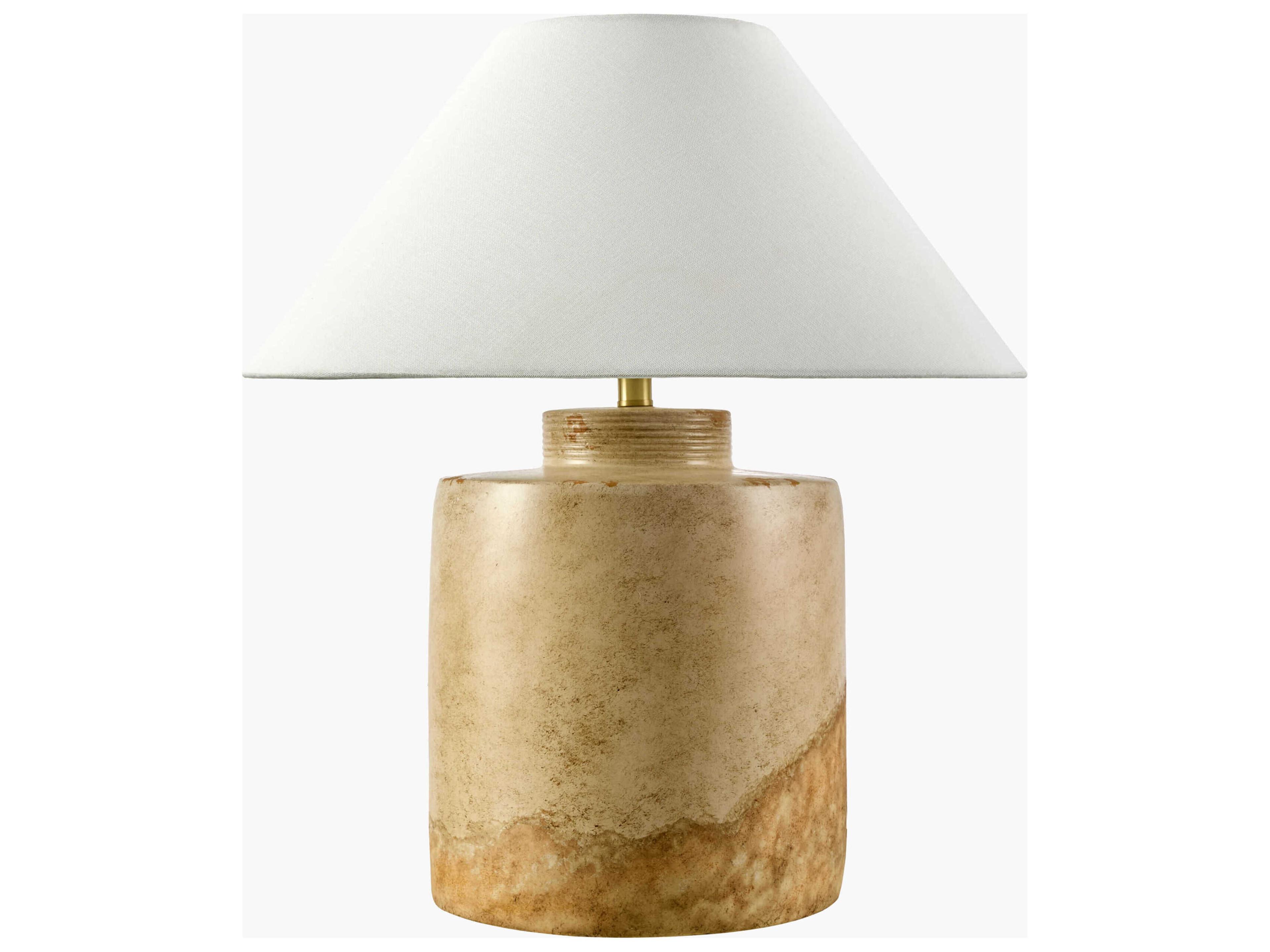 Furbara Khaki White Linen Brown Buffet Lamp