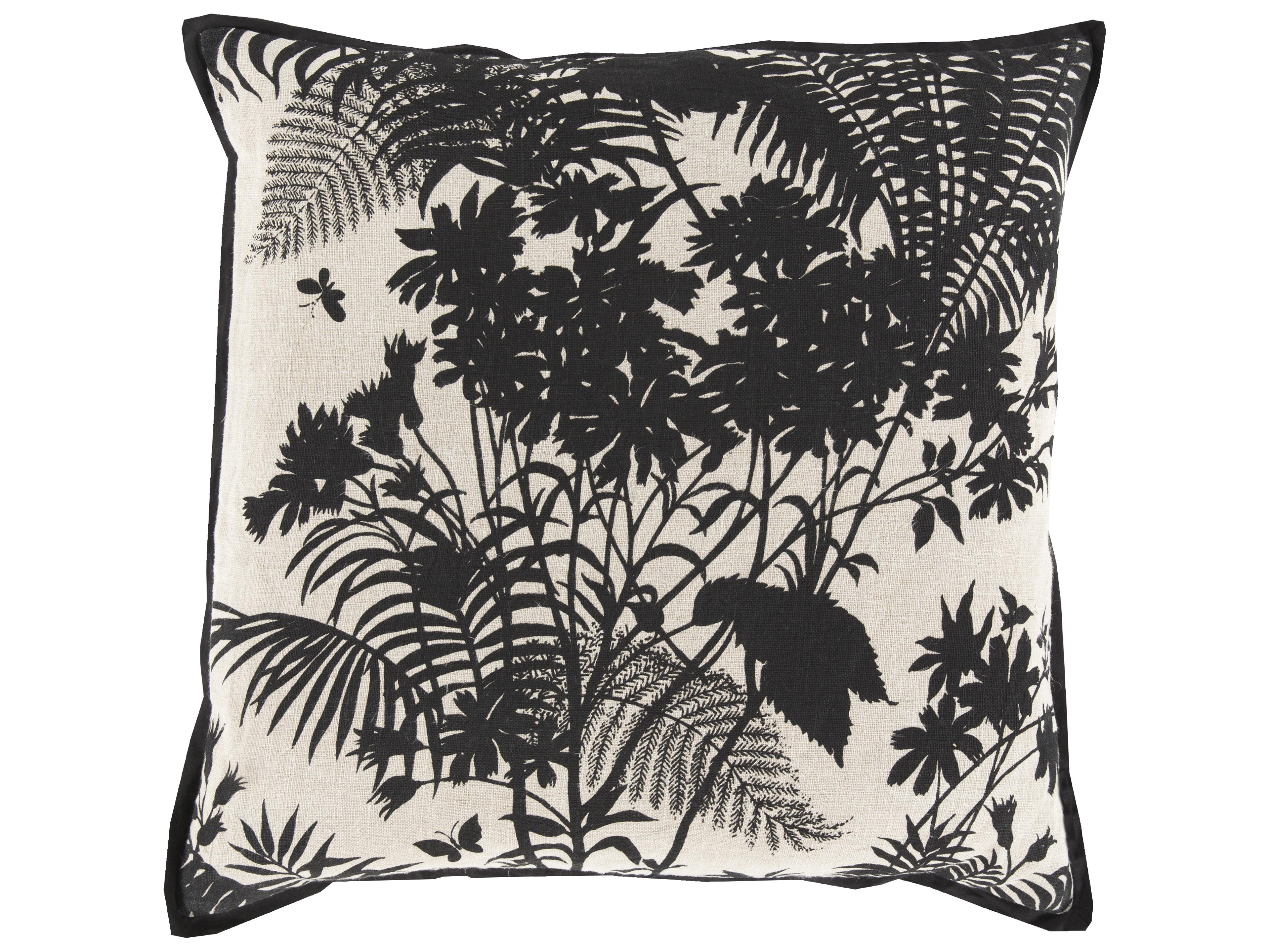 Surya Shadow Floral Charcoal Pillow
