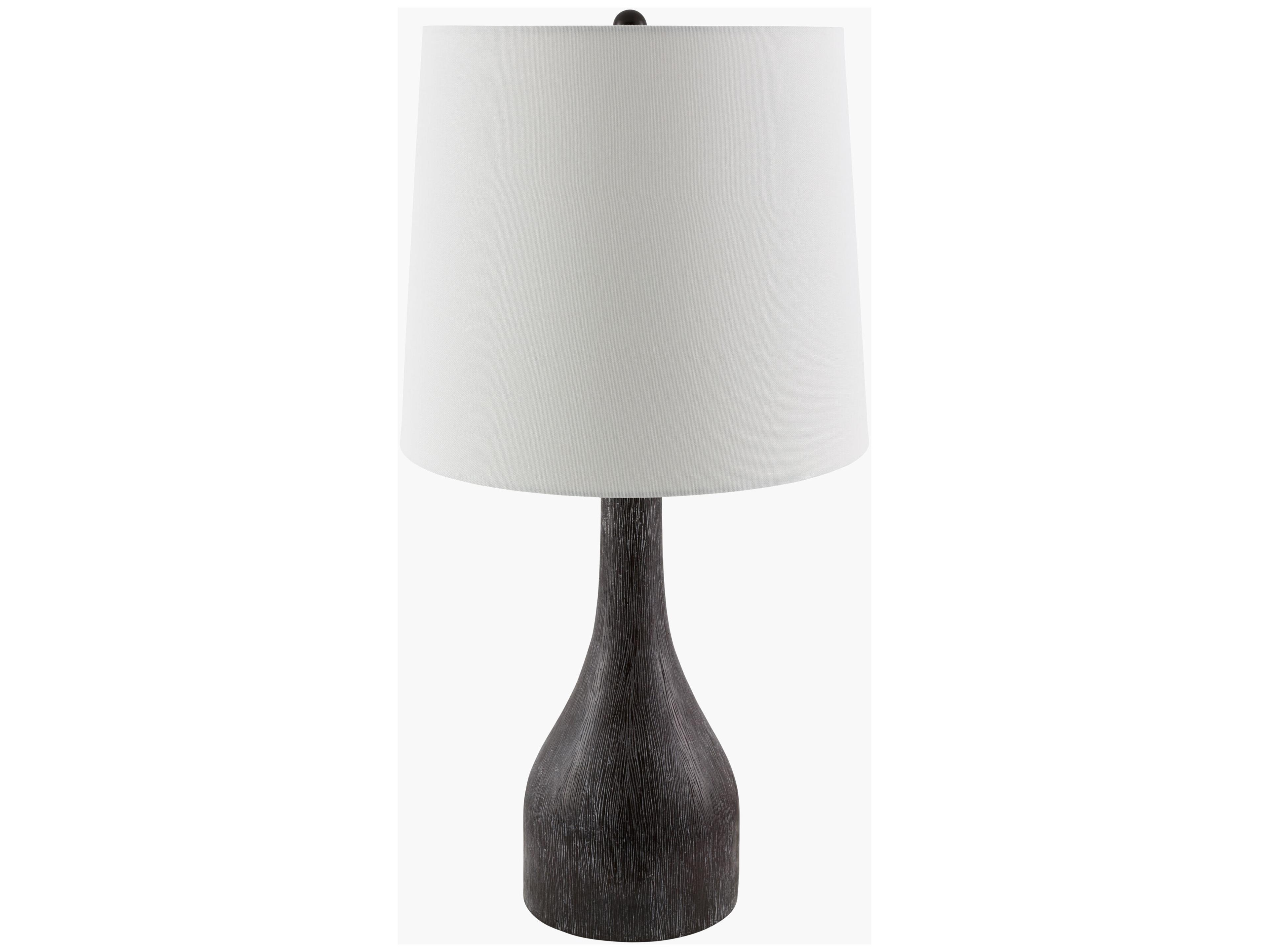 Fonce Dark Brown White Linen Buffet Lamp