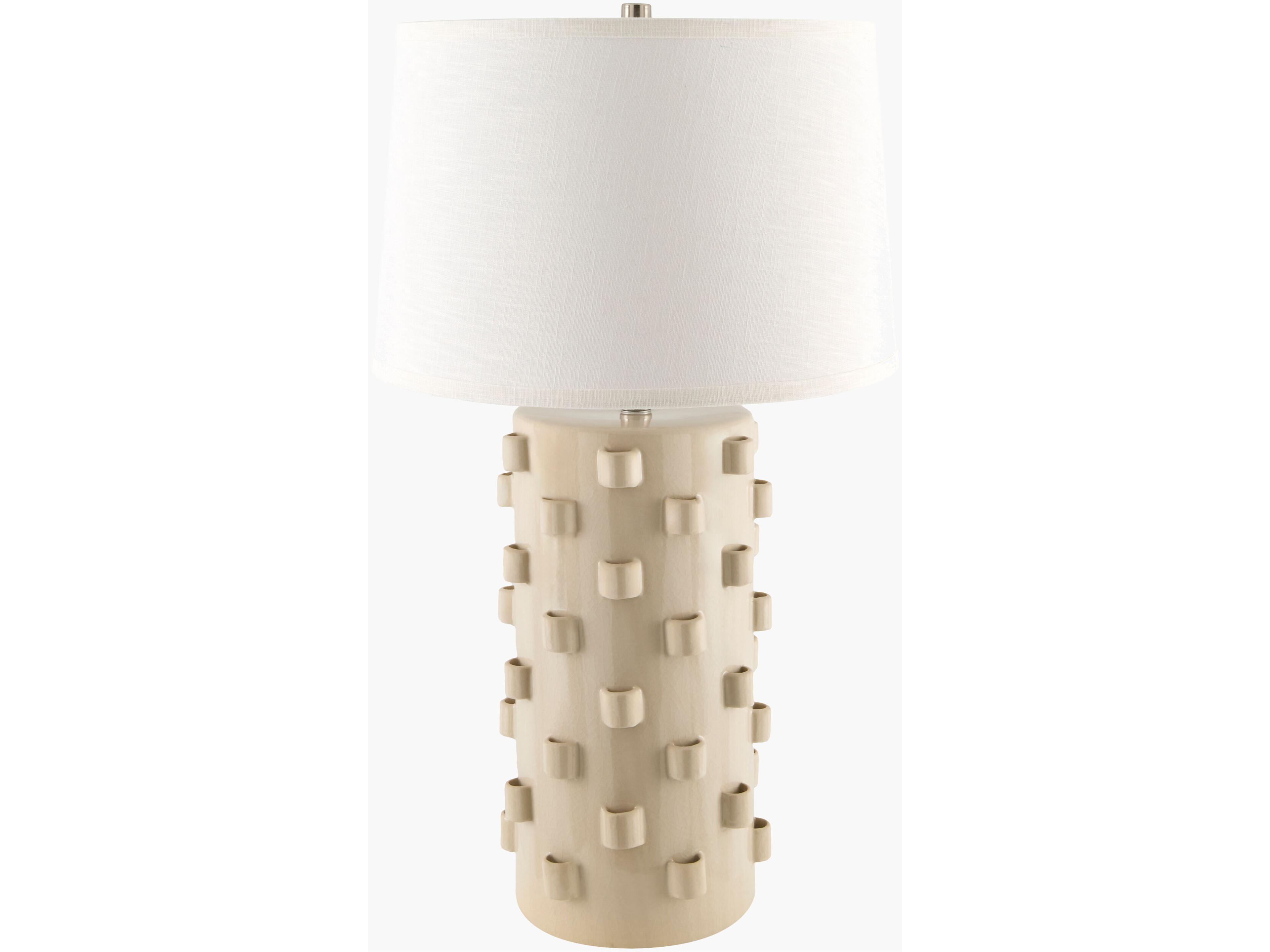 Surya Fedje Cream White Linen Off Buffet Lamp