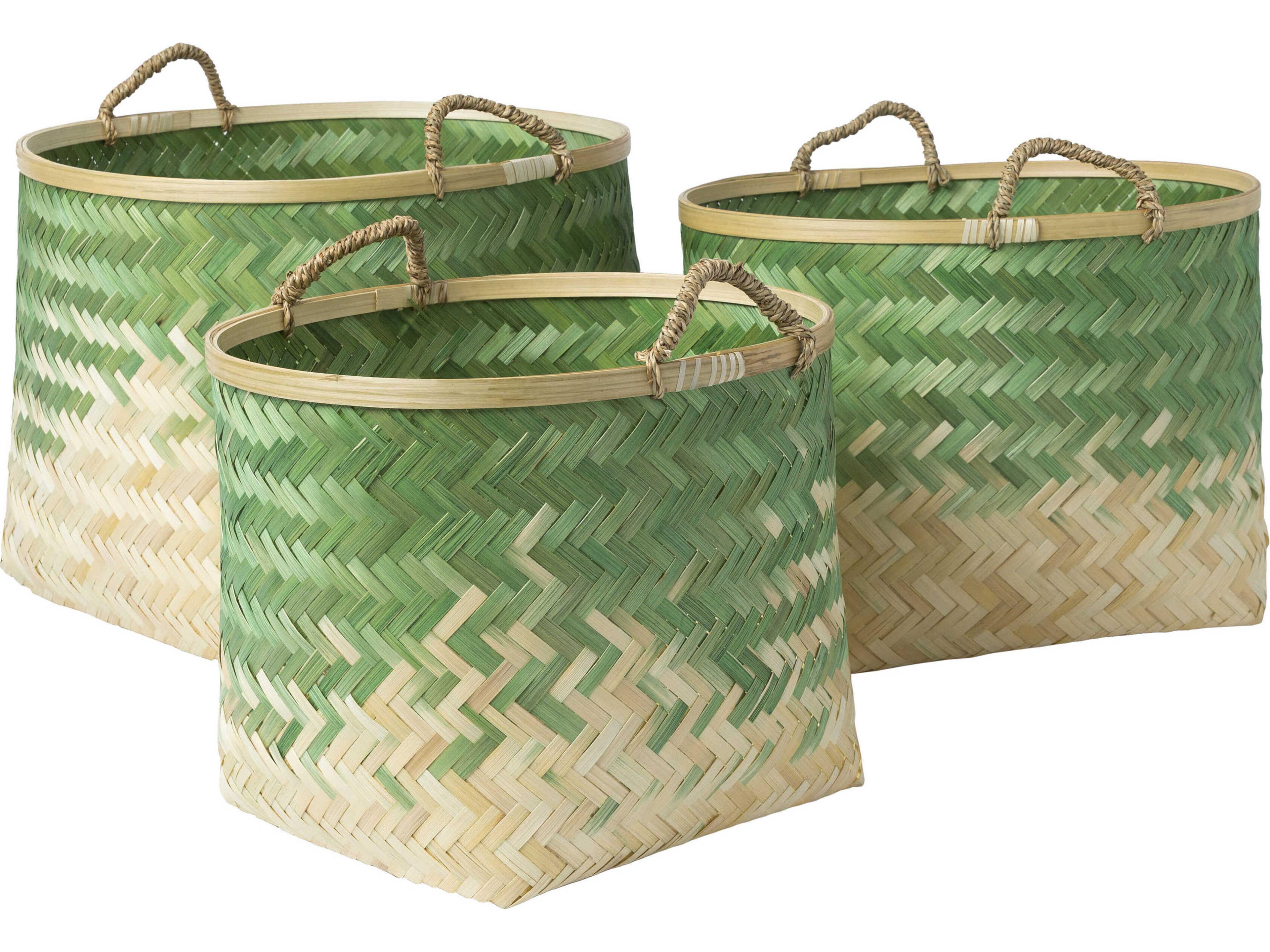 Surya Forrestburg Grass Green Decorative Basket Set of 3