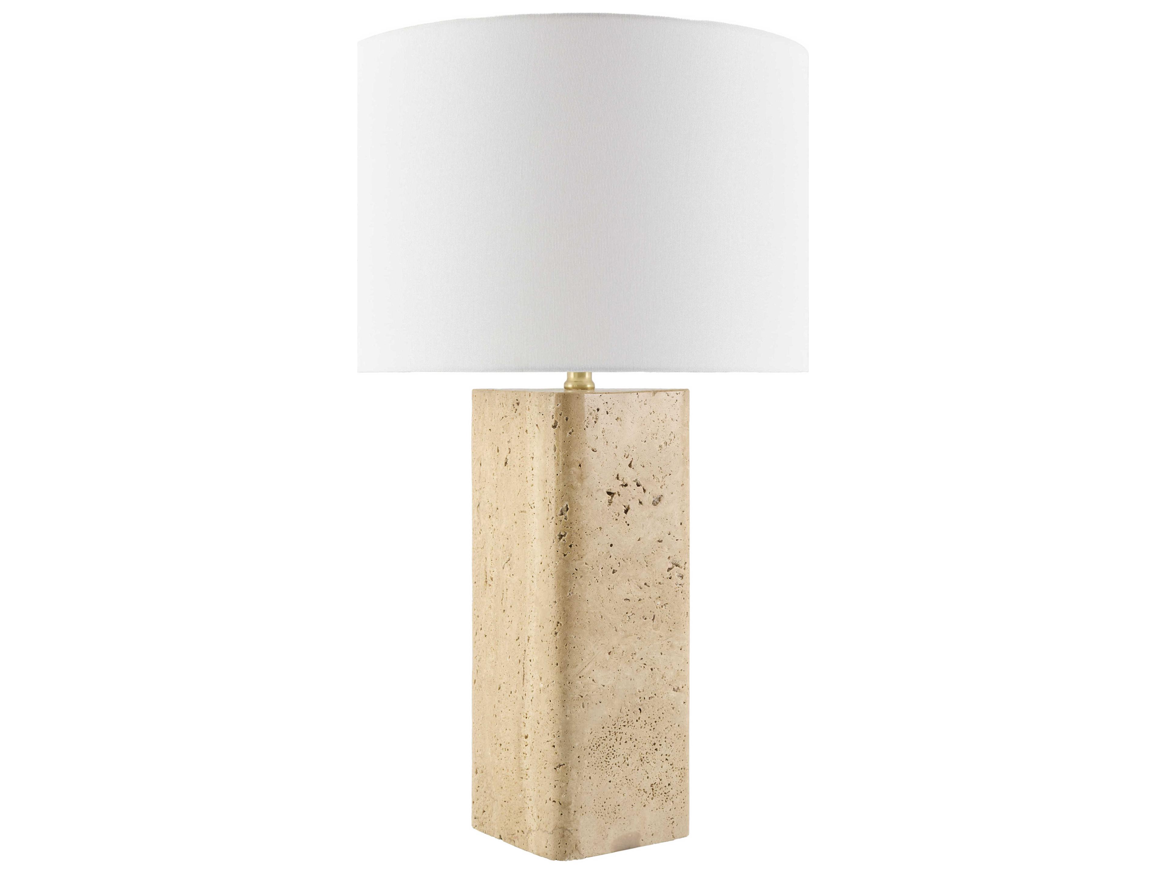 Surya Faja Natural Beige White Linen Brown Buffet Lamp