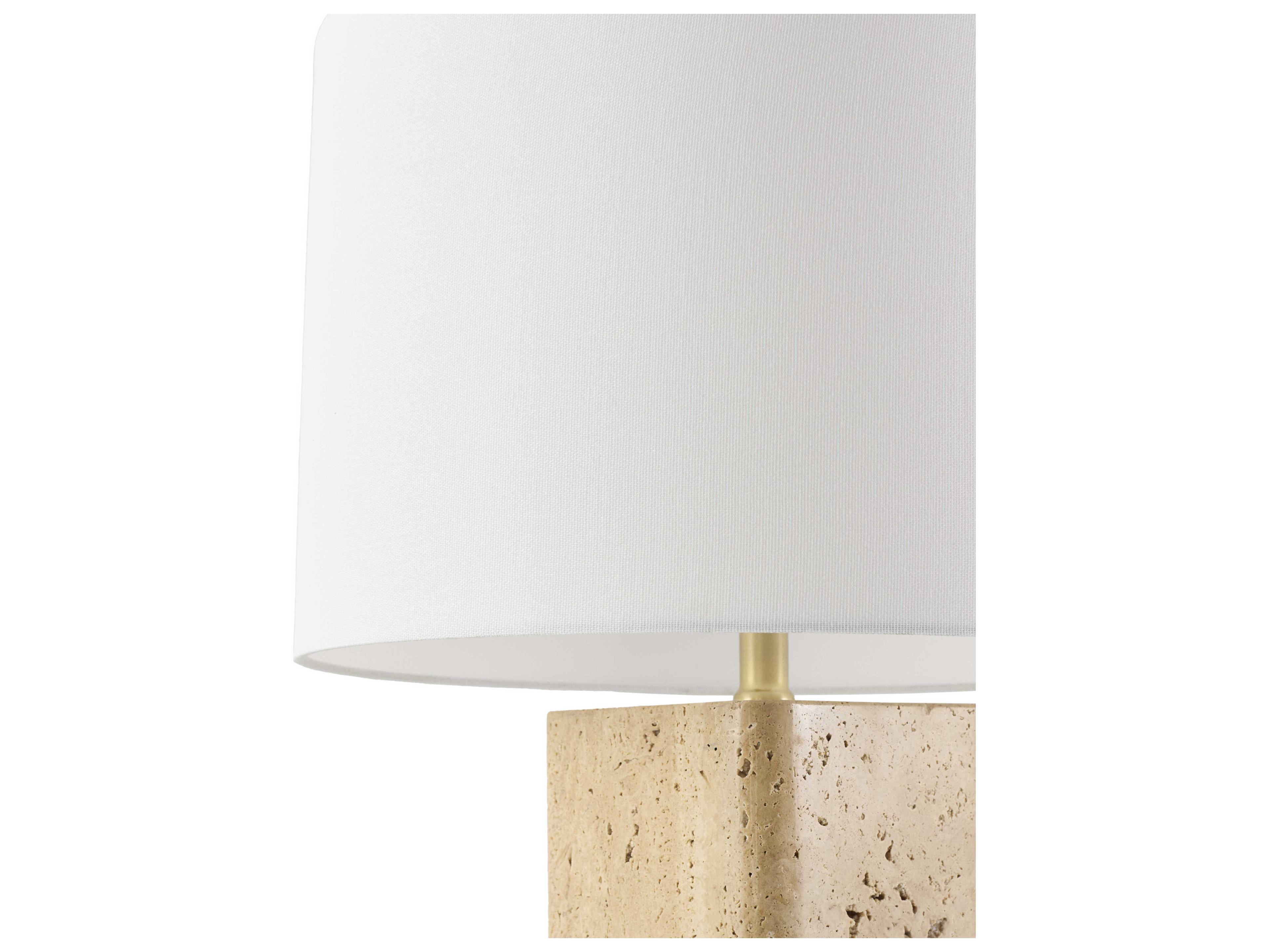Surya Faja Natural Beige White Linen Brown Buffet Lamp