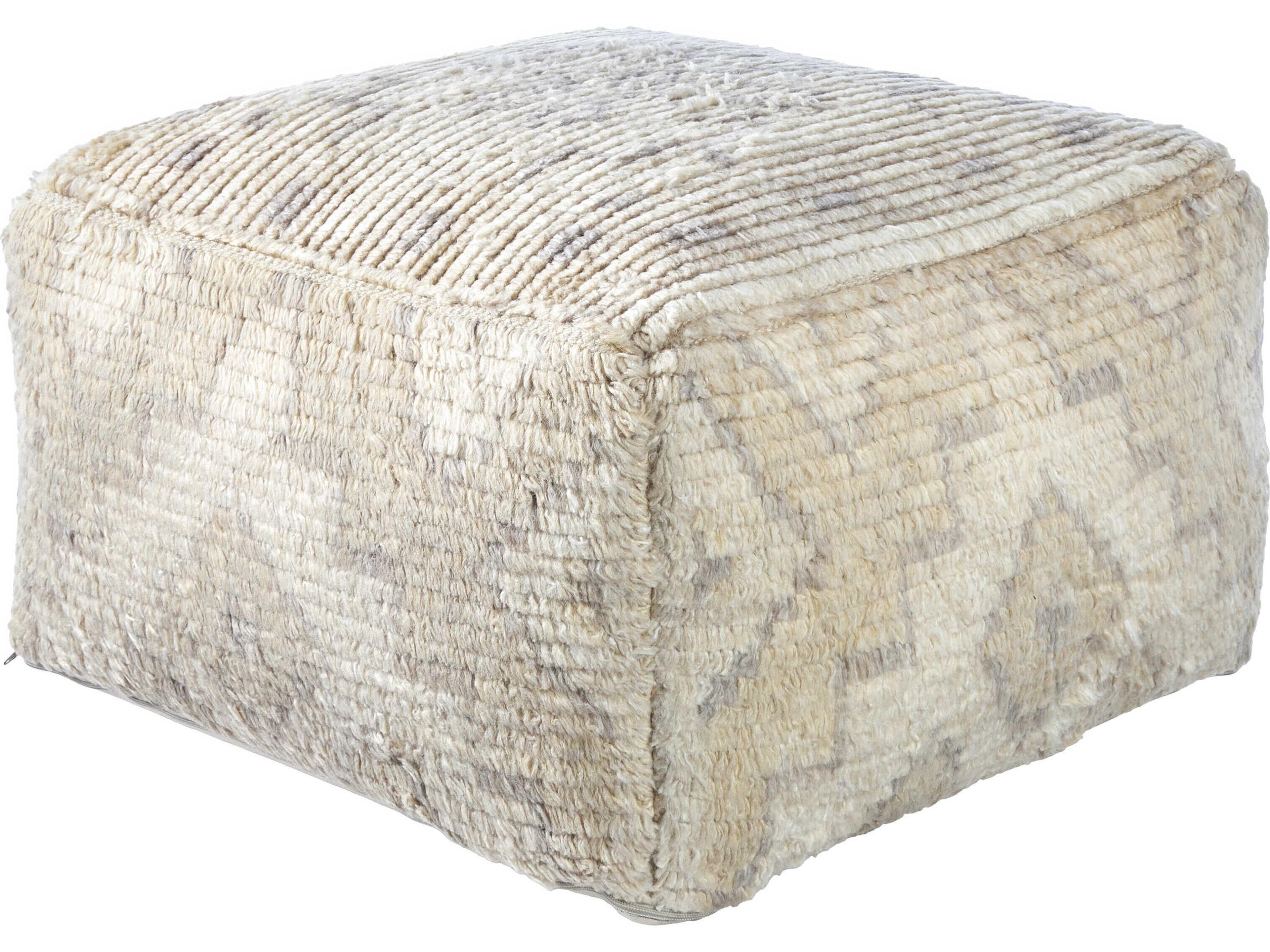 Surya Freyja Beige Upholstered Pouf
