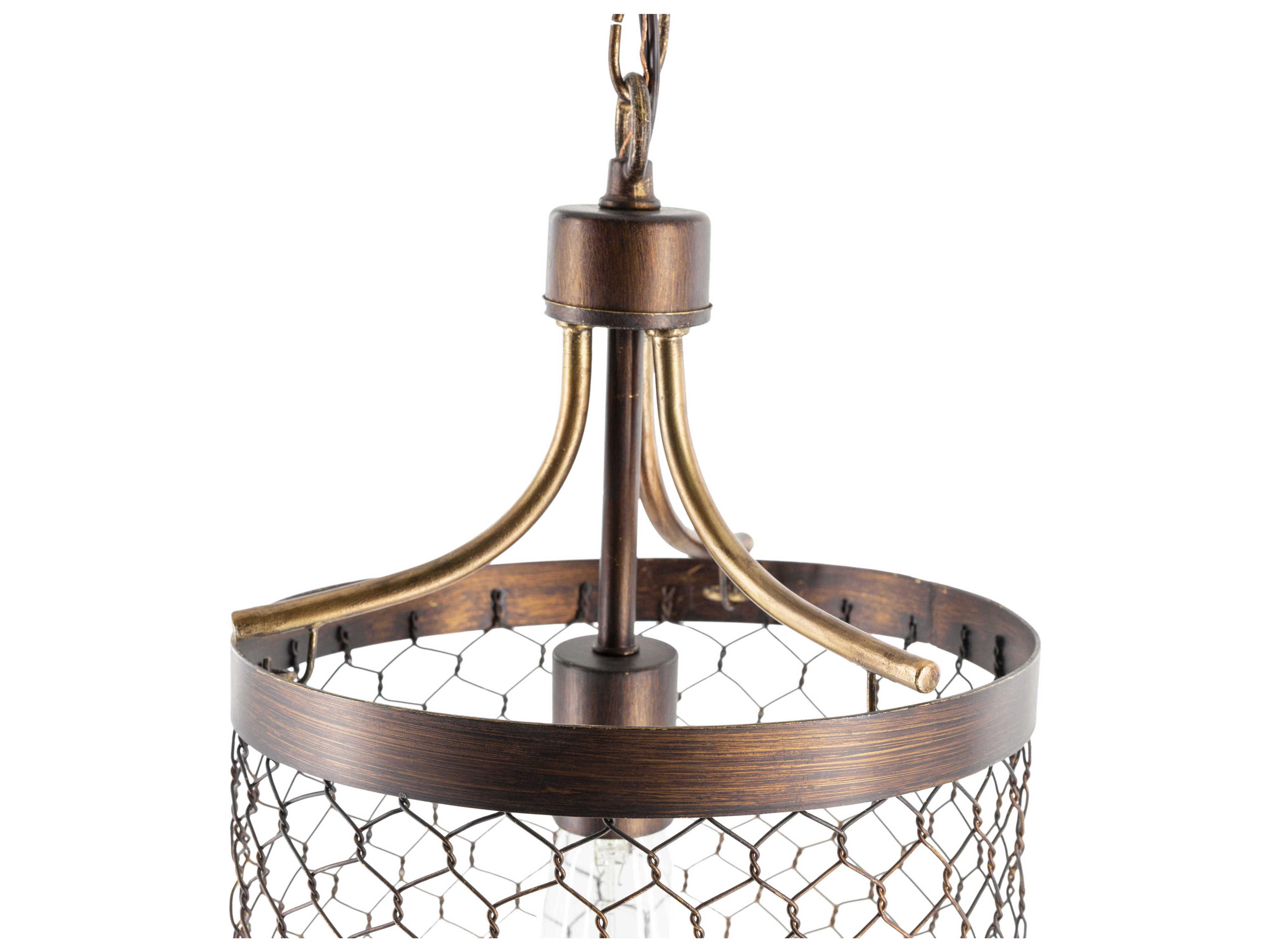 Surya Furrow 1-Light Rust Brown Mini Pendant