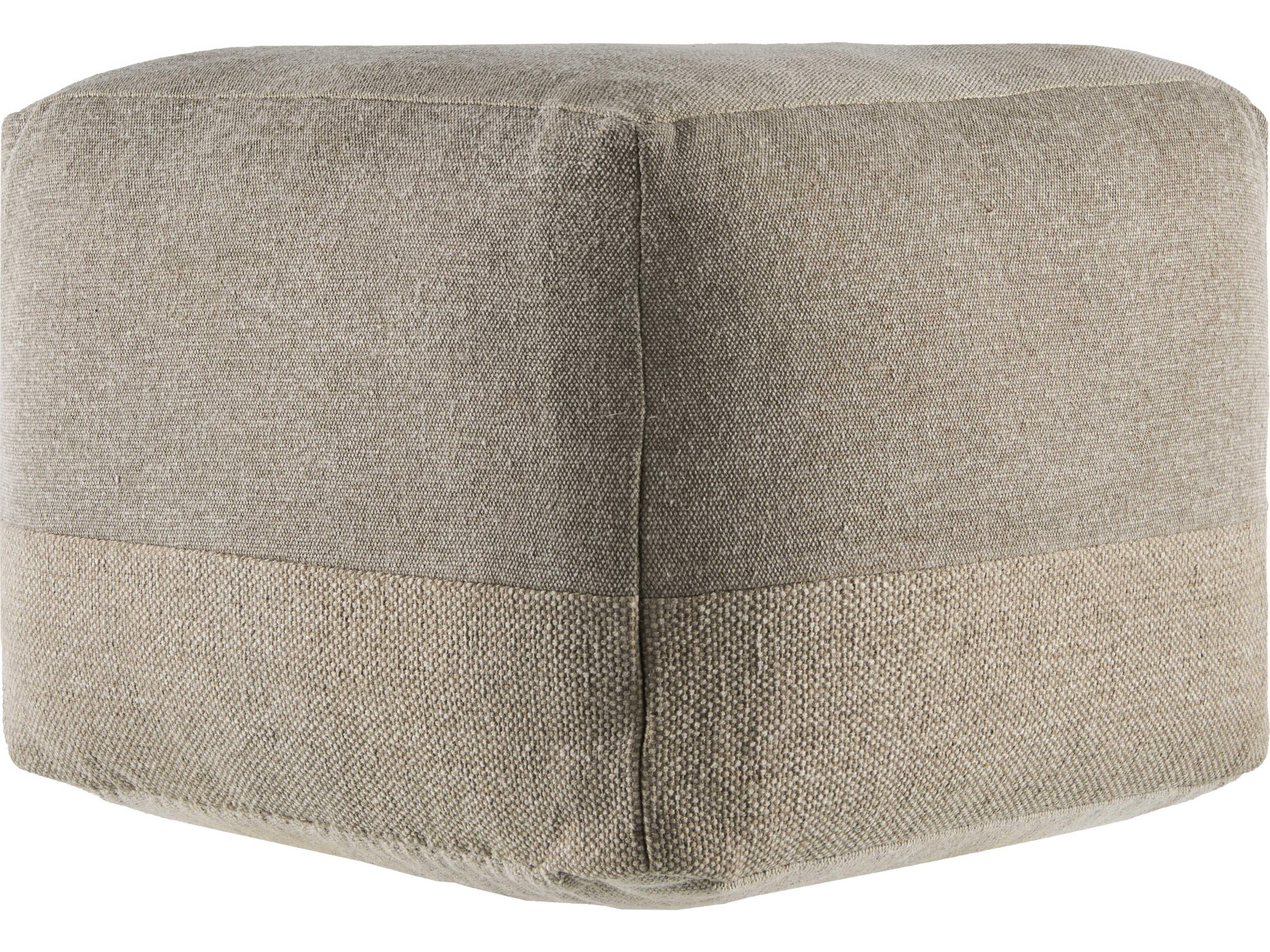 Surya Frazier Taupe Gray Upholstered Pouf