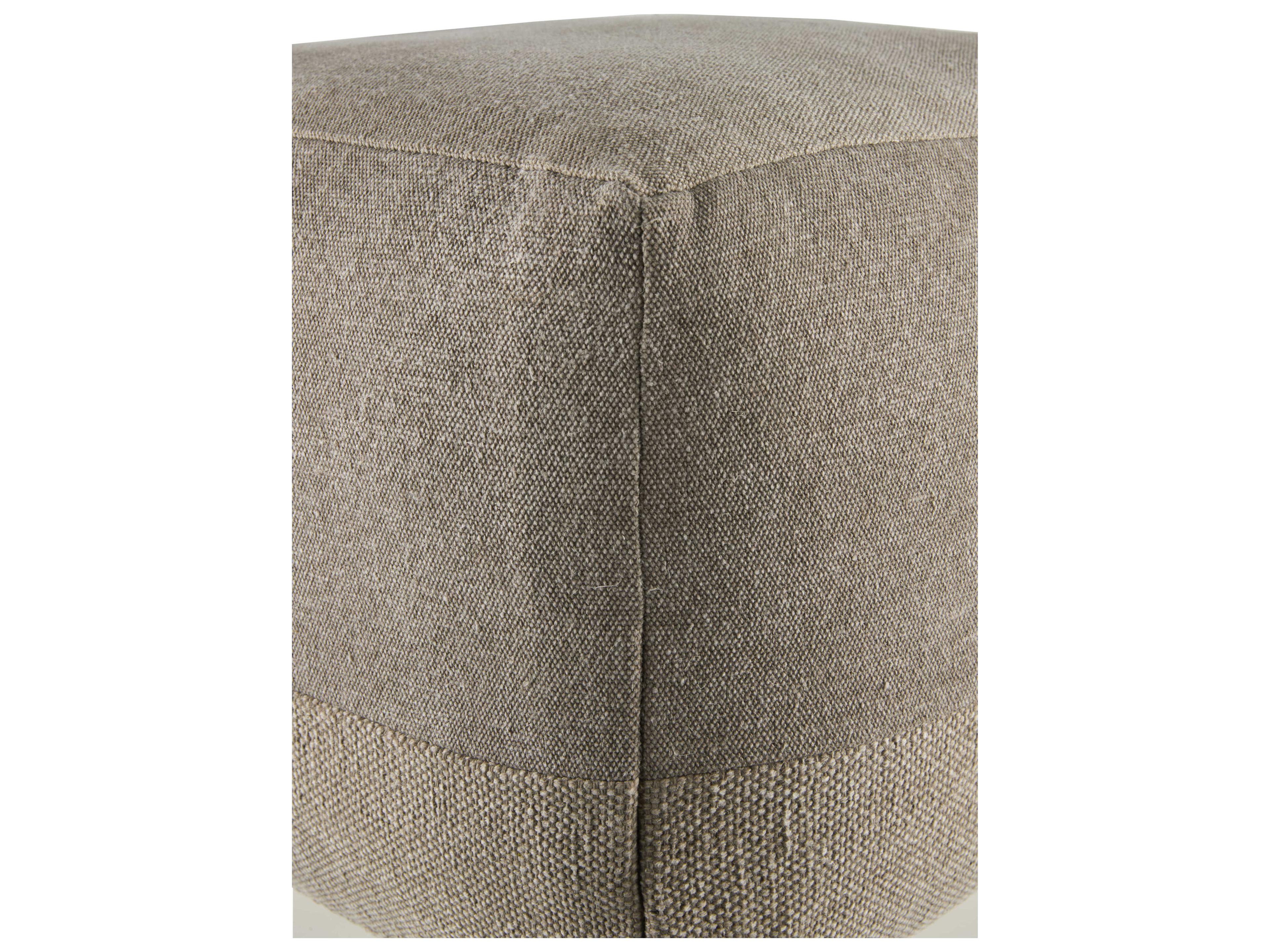 Surya Frazier Taupe Gray Upholstered Pouf