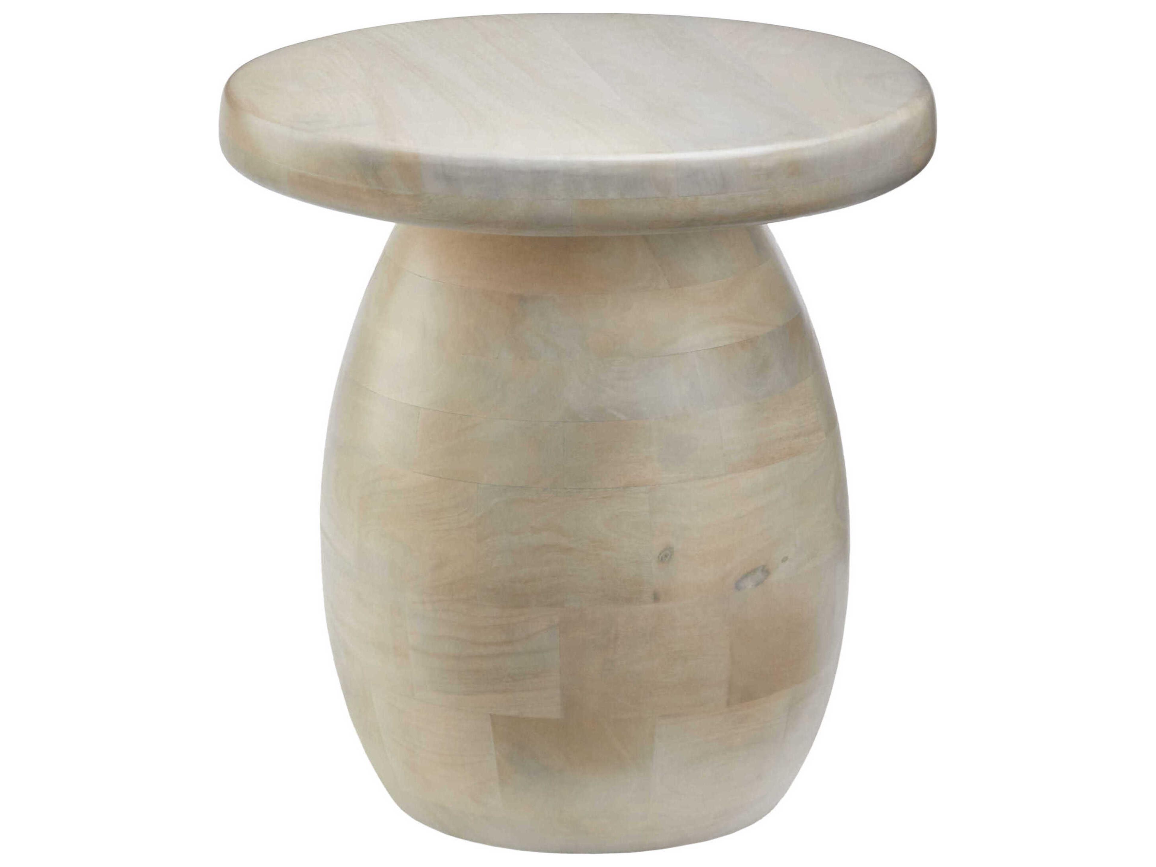Gant Round Wood White End Table