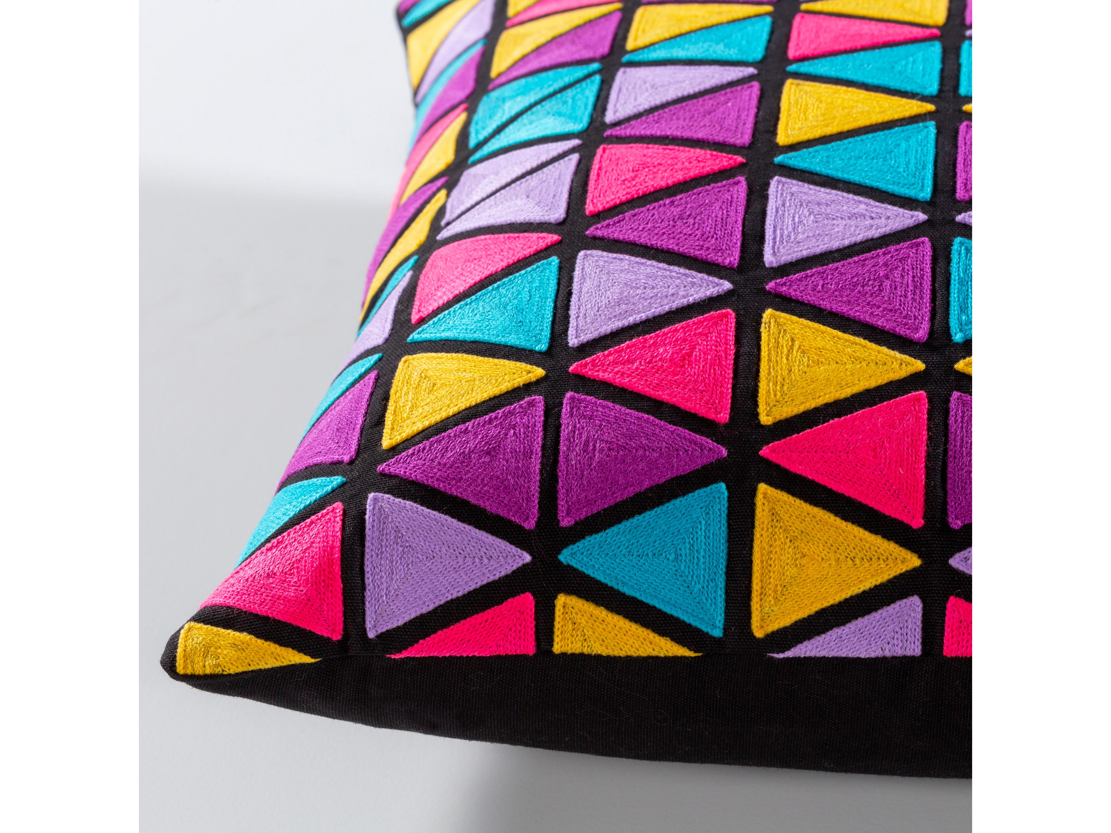 Surya Geometry Black Pillow