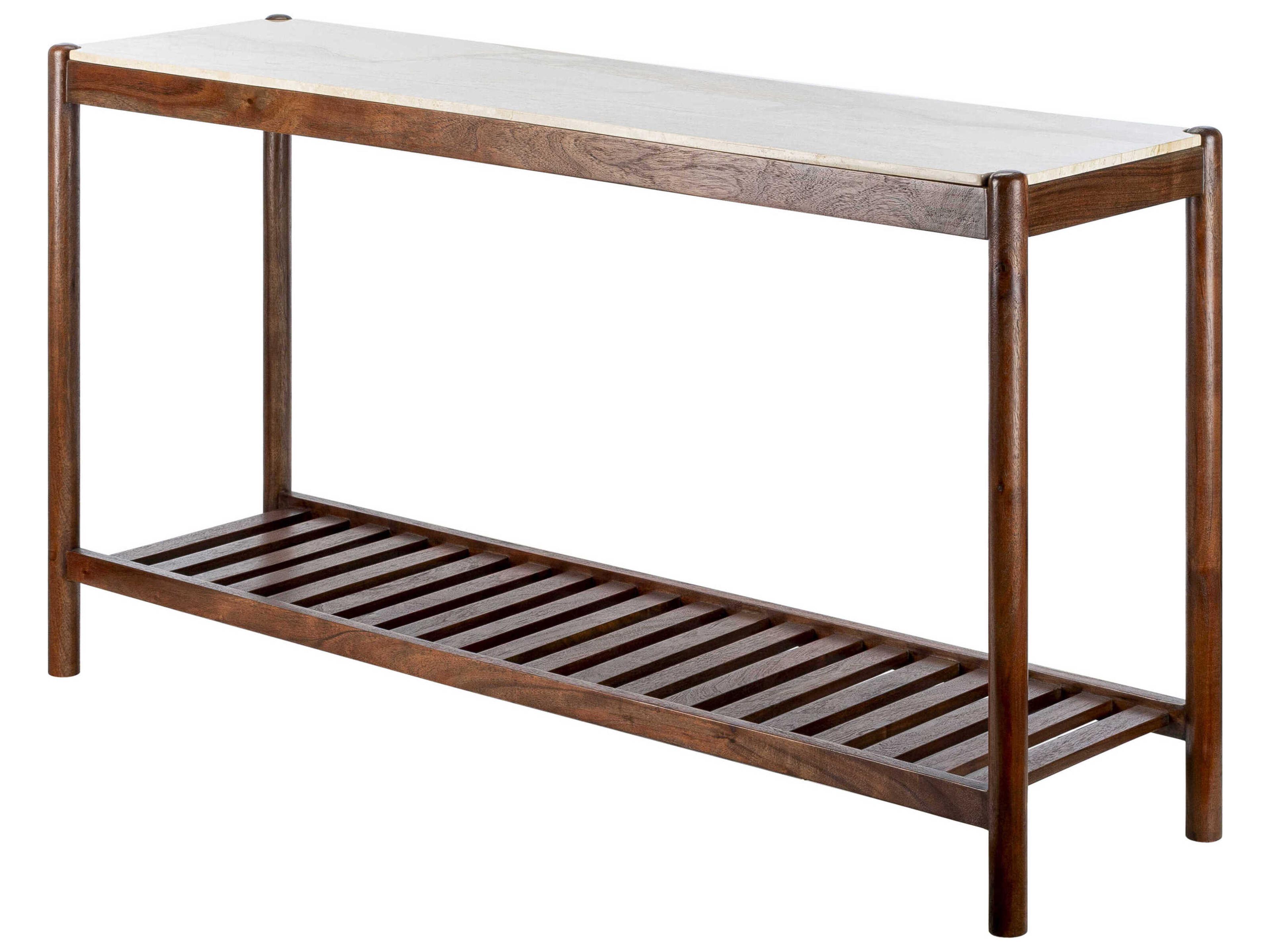 Guapa Rectangular Marble Cream Brown Console Table